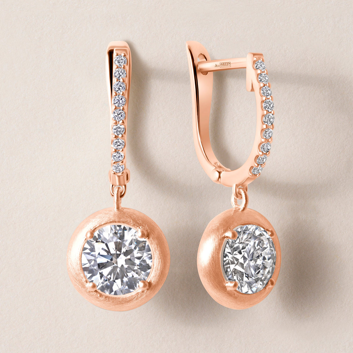 Riviera Round Drop Earrings ABE-238YV2/RD-LGD-3  - Abtin & Co.