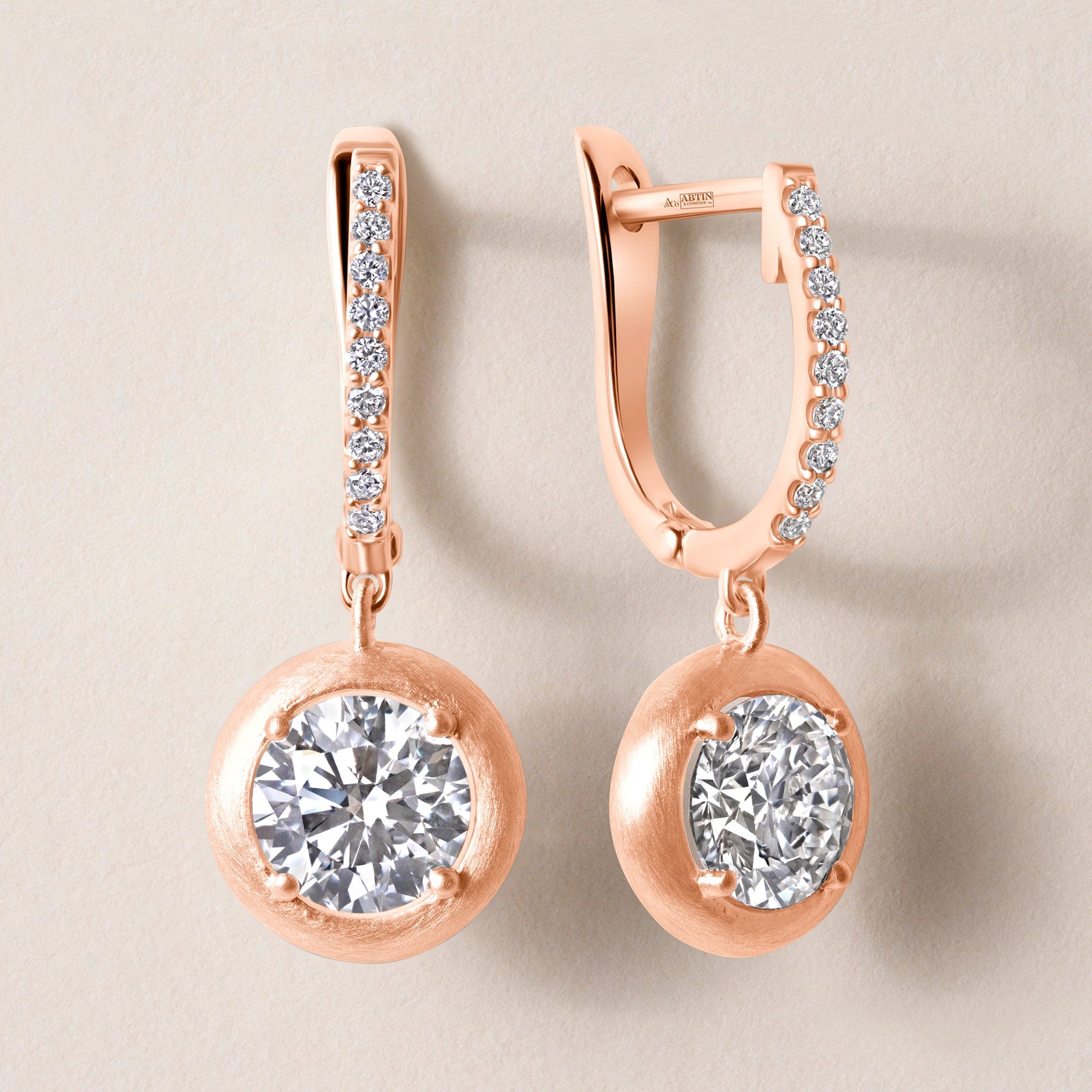 Riviera Round Drop Earrings ABE-238YV2/RD-LGD-3  - Abtin & Co.