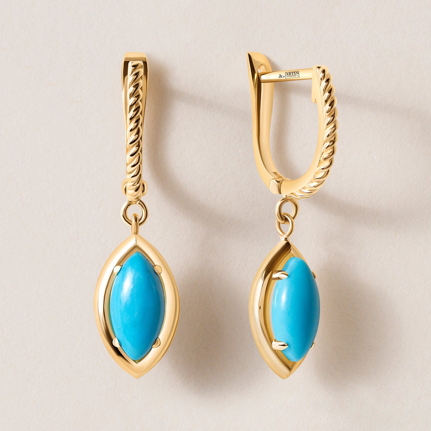 Riviera Vertical Marquise Turquoise Drops Earring ABE-238V1-MQ-TQF-1  - Abtin & Co.