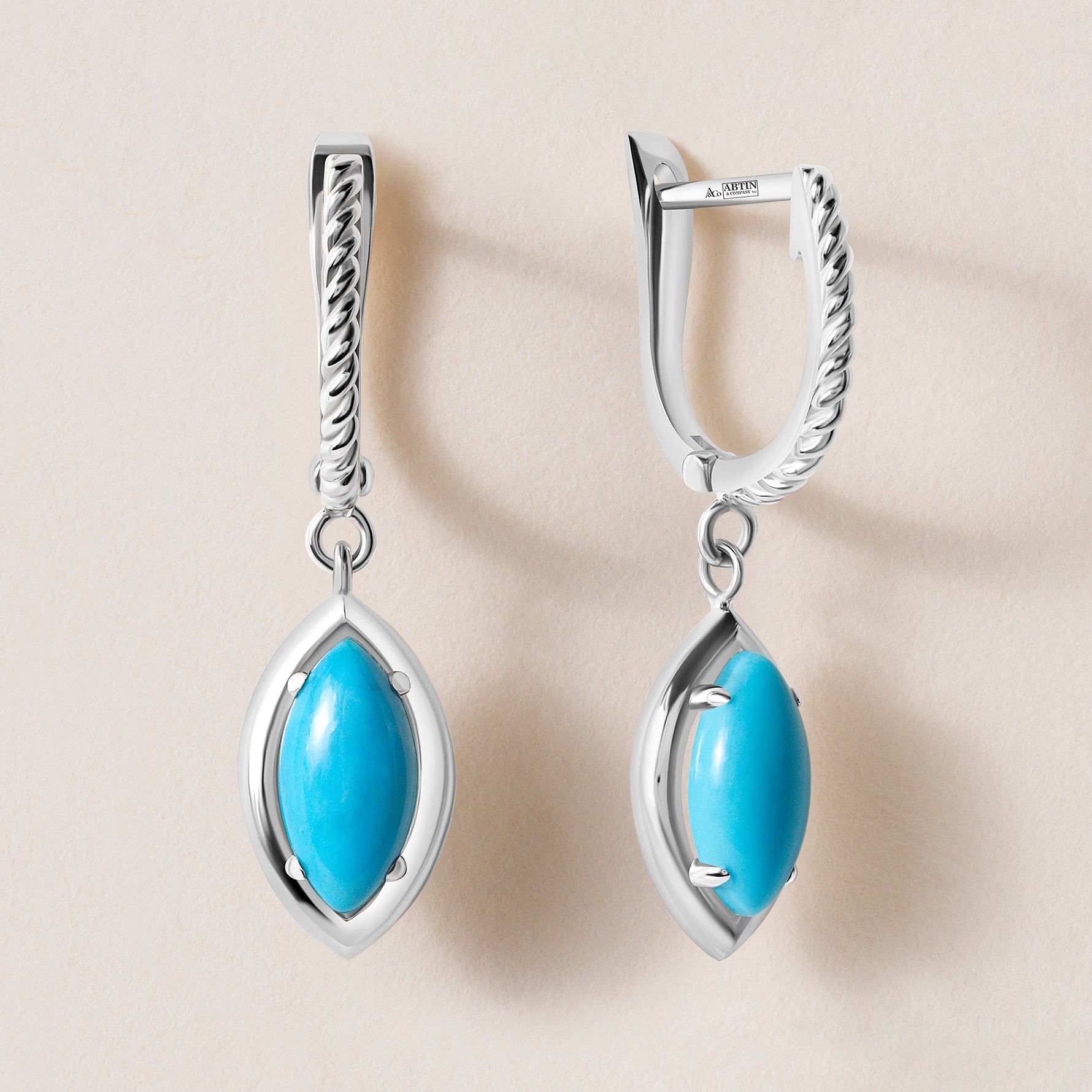 Riviera Vertical Marquise Turquoise Drops Earring ABE-238V1-MQ-TQF-2  - Abtin & Co.