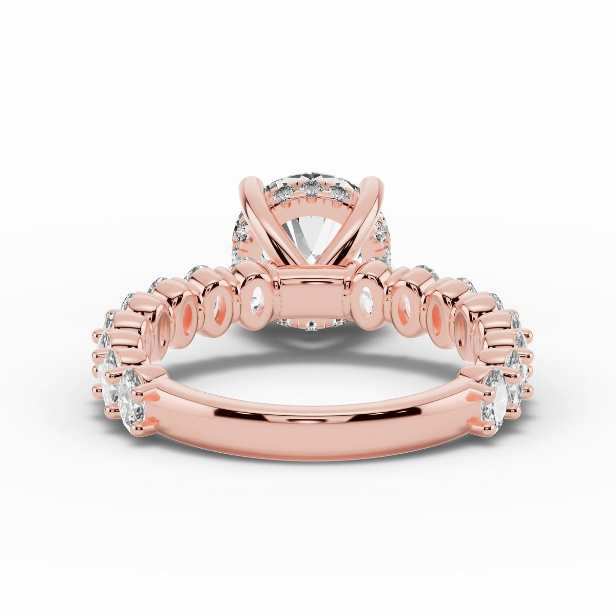 Round Aurielle Crown Engagement Ring Ring ABER-106-RD-LGD-11  - Abtin & Co.