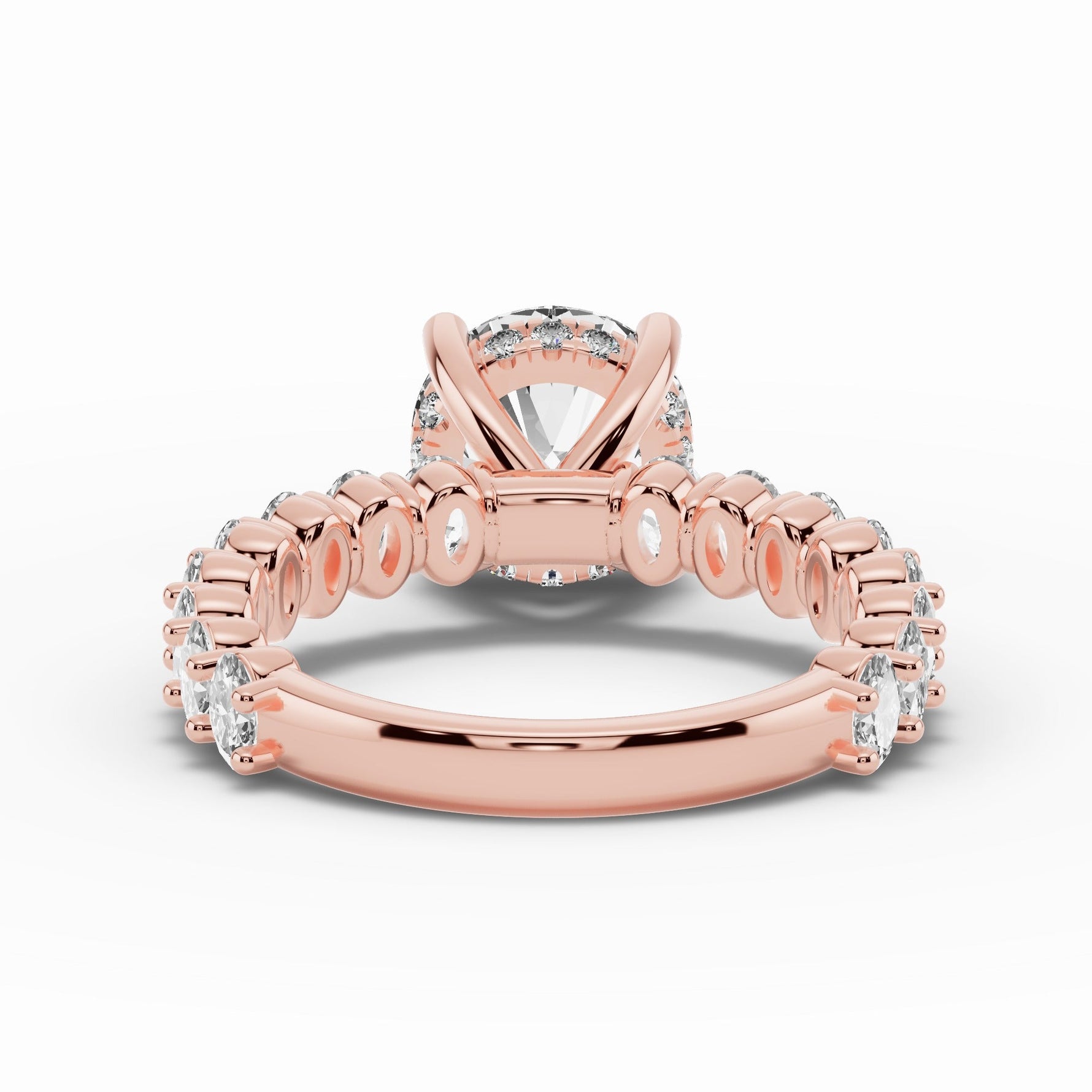 Round Aurielle Crown Engagement Ring Ring ABER-106-RD-LGD-11  - Abtin & Co.