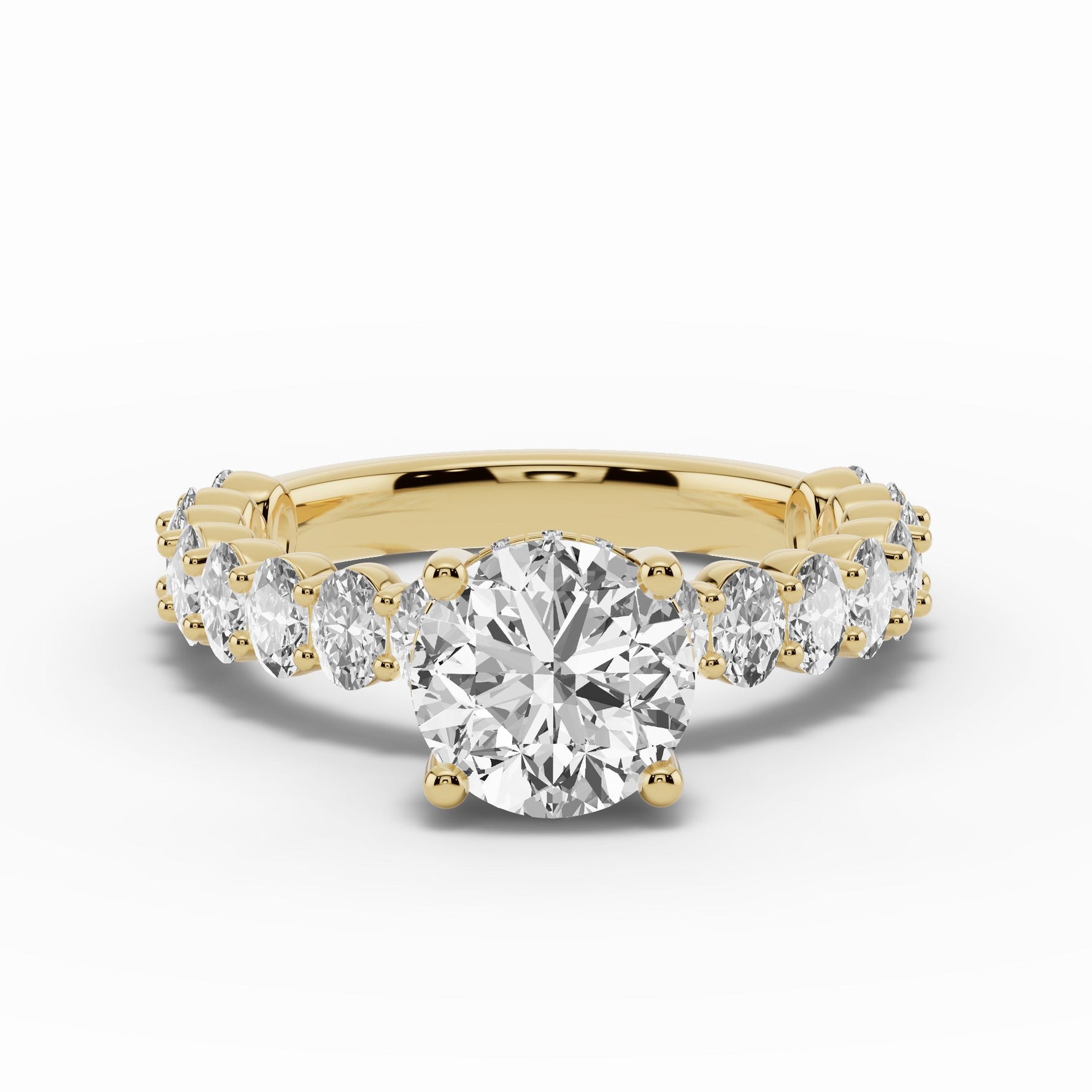 Round Aurielle Crown Engagement Ring Ring ABER-106-RD-LGD-1  - Abtin & Co.
