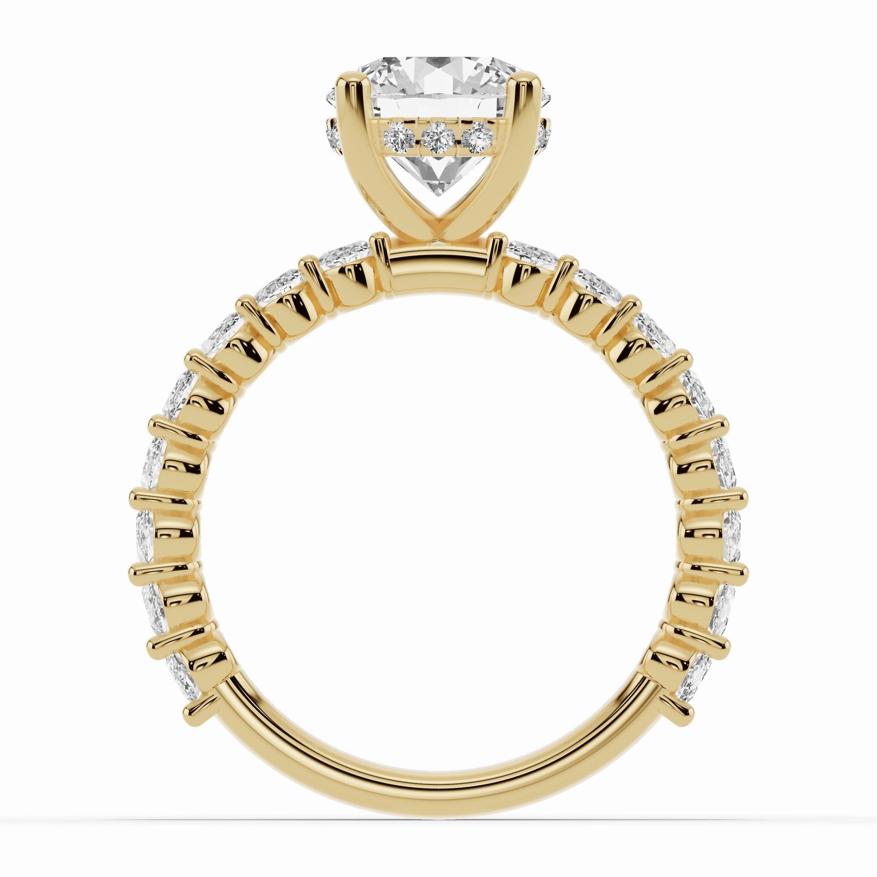 Round Aurielle Crown Engagement Ring Ring ABER-106-RD-LGD-1  - Abtin & Co.