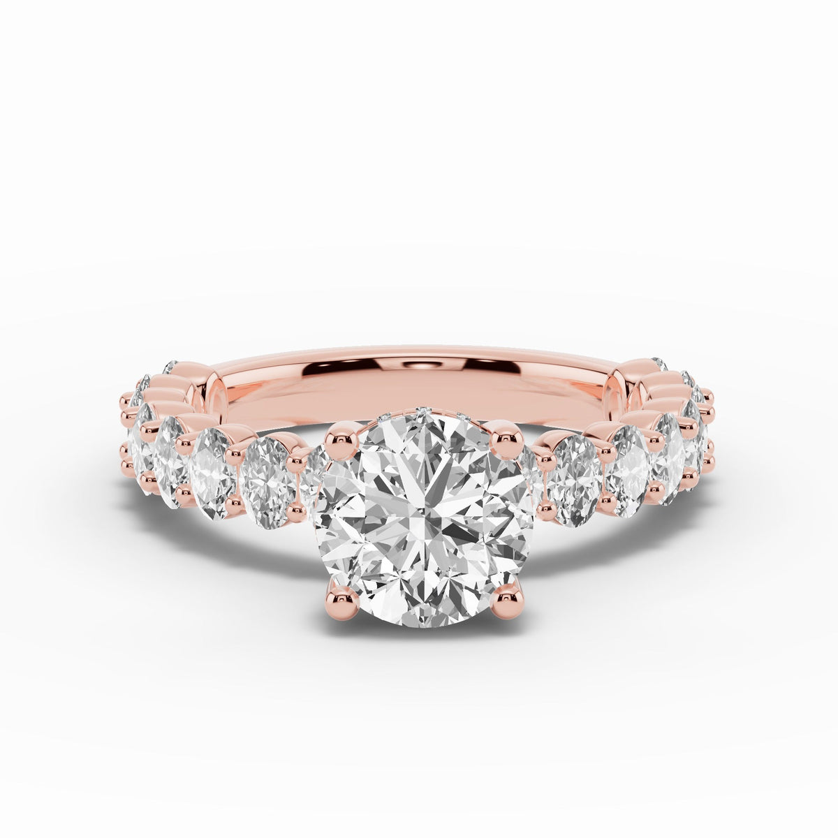 Round Aurielle Crown Engagement Ring Ring ABER-106-RD-LGD-11  - Abtin & Co.