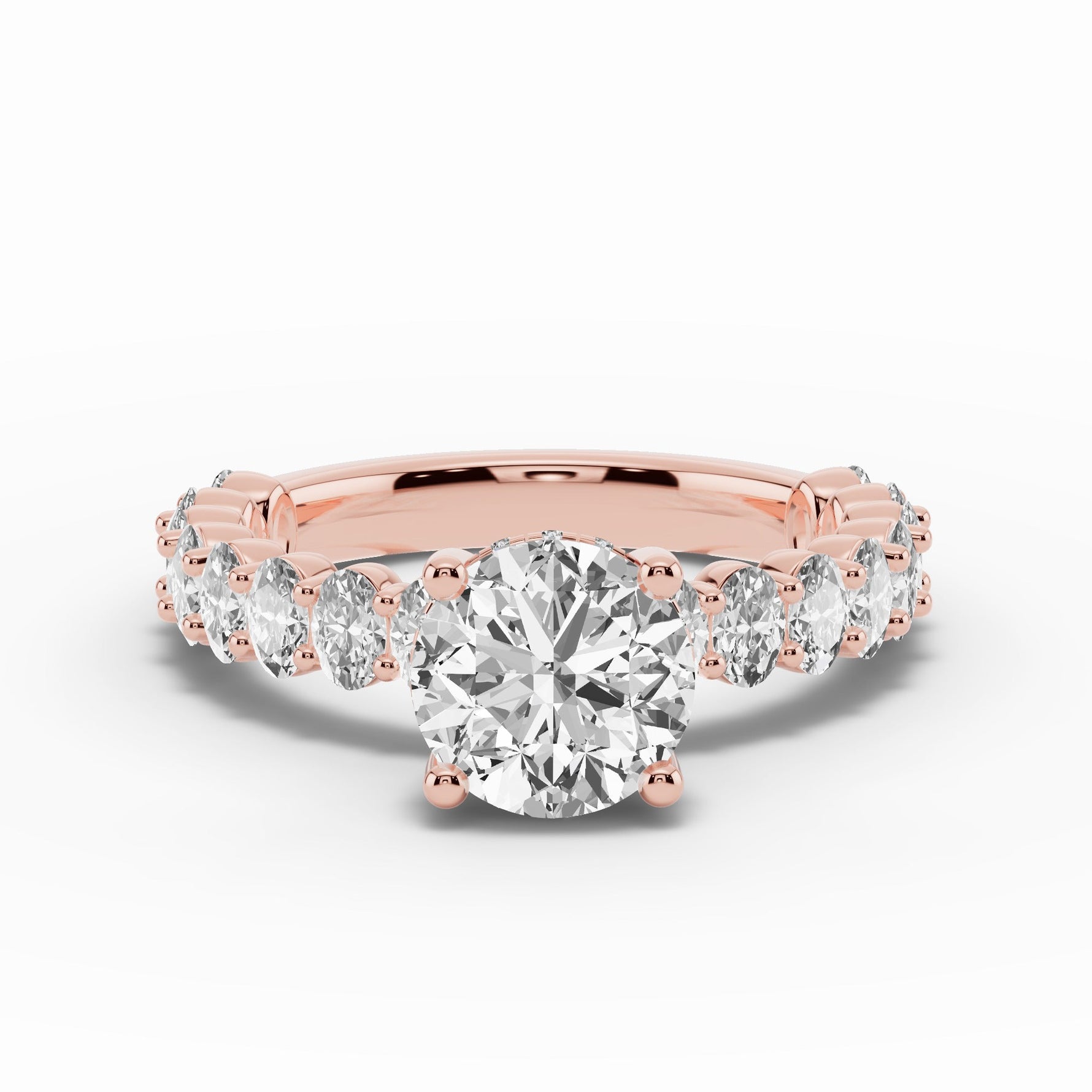 Round Aurielle Crown Engagement Ring Ring ABER-106-RD-LGD-11  - Abtin & Co.