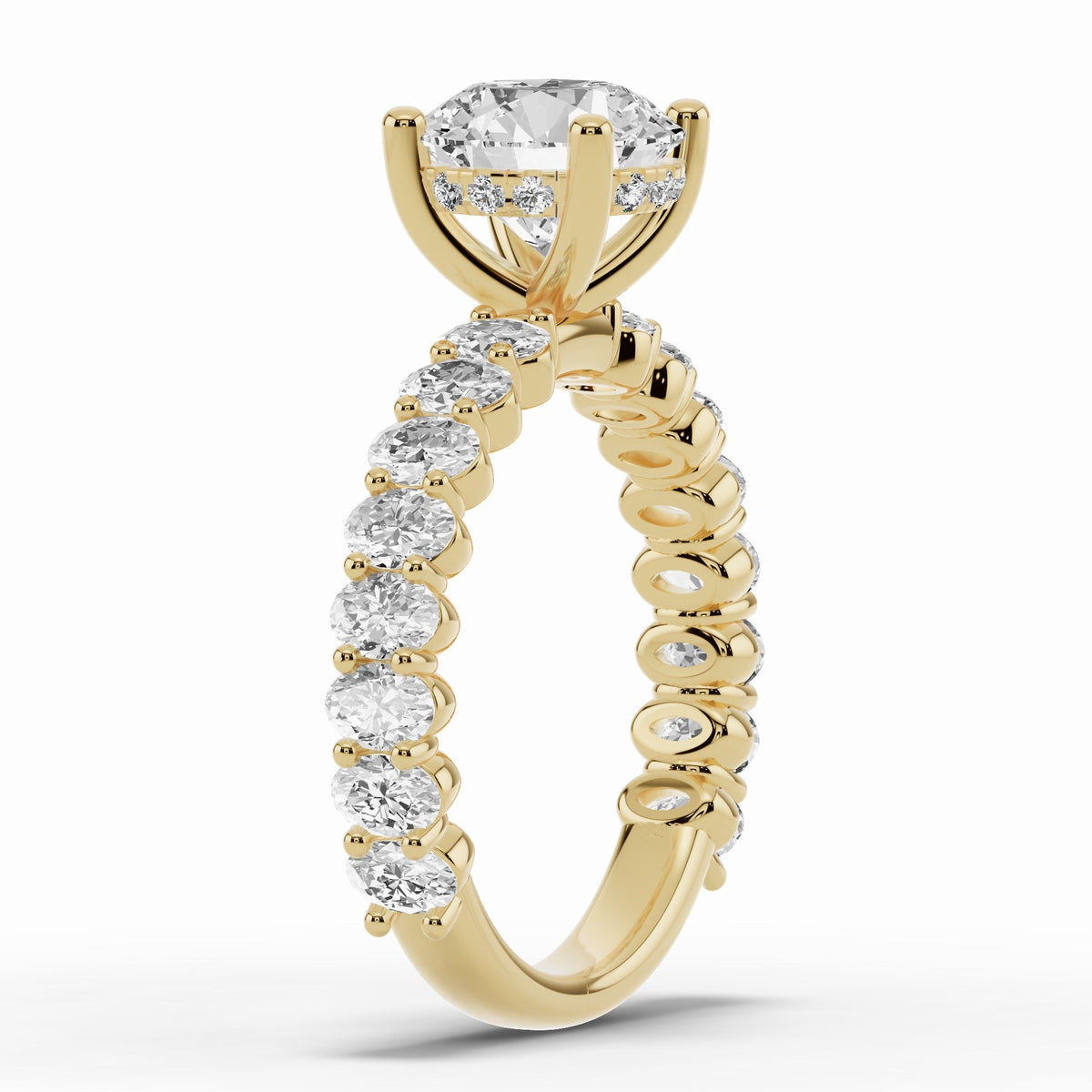 Round Aurielle Crown Engagement Ring Ring ABER-106-RD-LGD-1  - Abtin & Co.