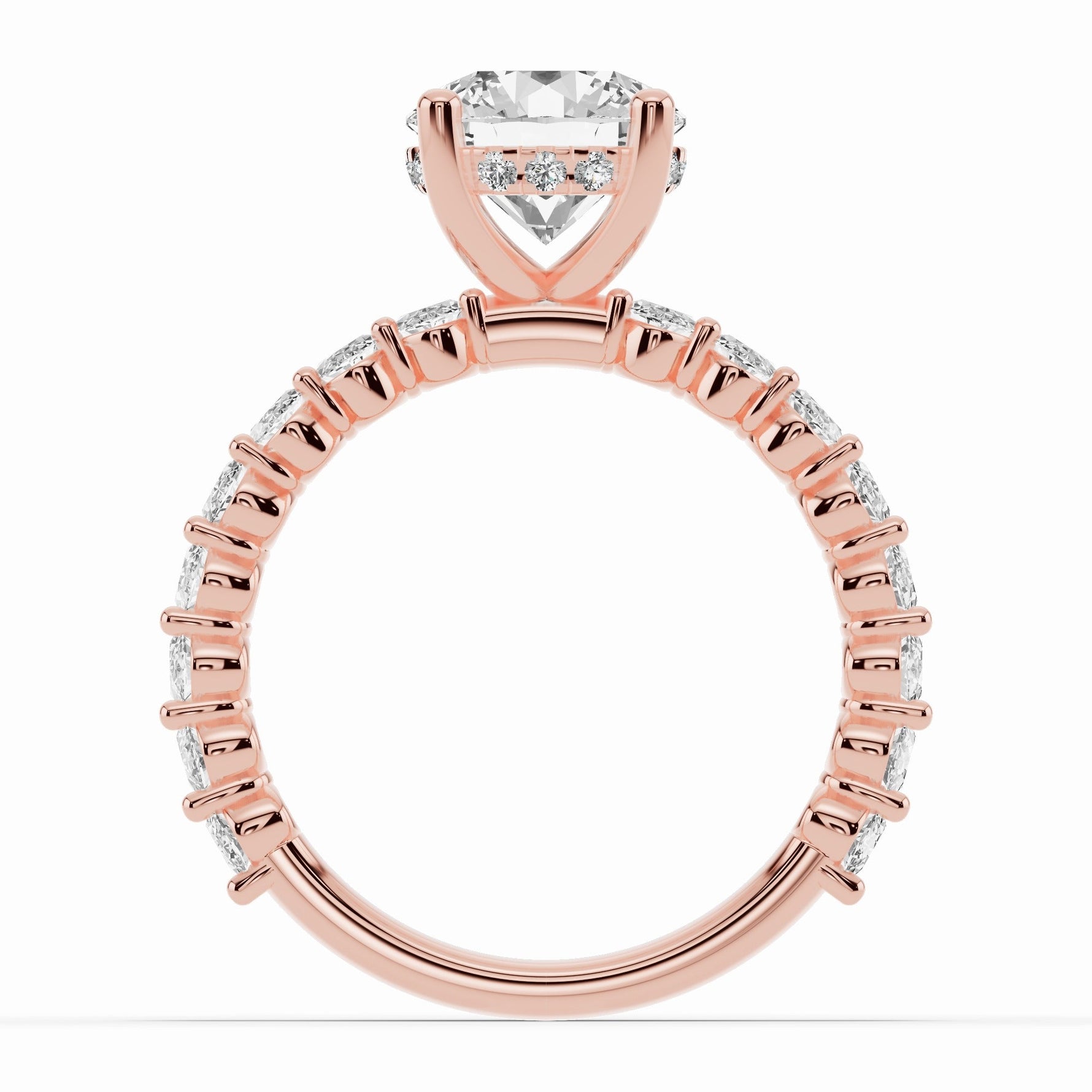 Round Aurielle Crown Engagement Ring Ring ABER-106-RD-LGD-11  - Abtin & Co.