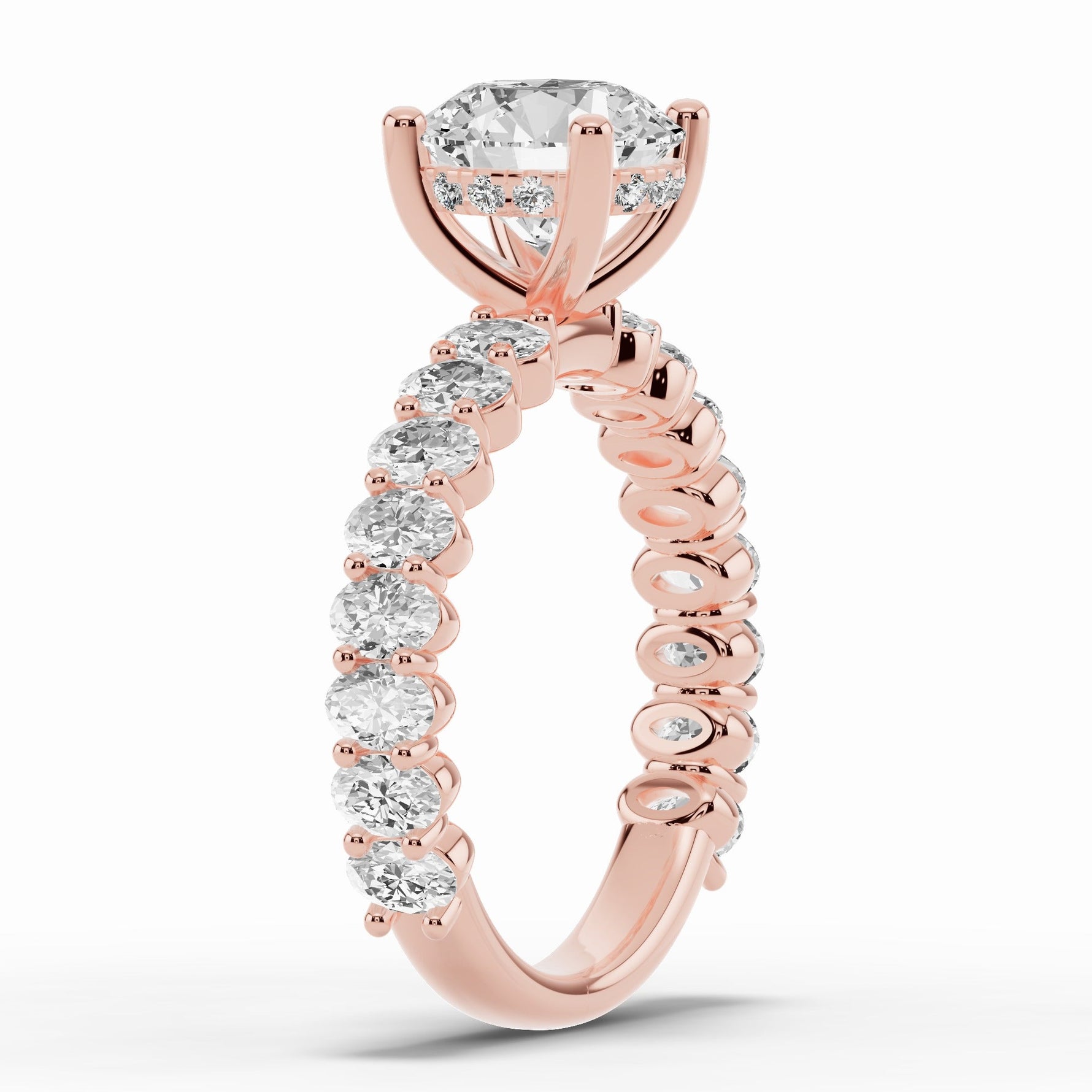 Round Aurielle Crown Engagement Ring Ring ABER-106-RD-LGD-11  - Abtin & Co.