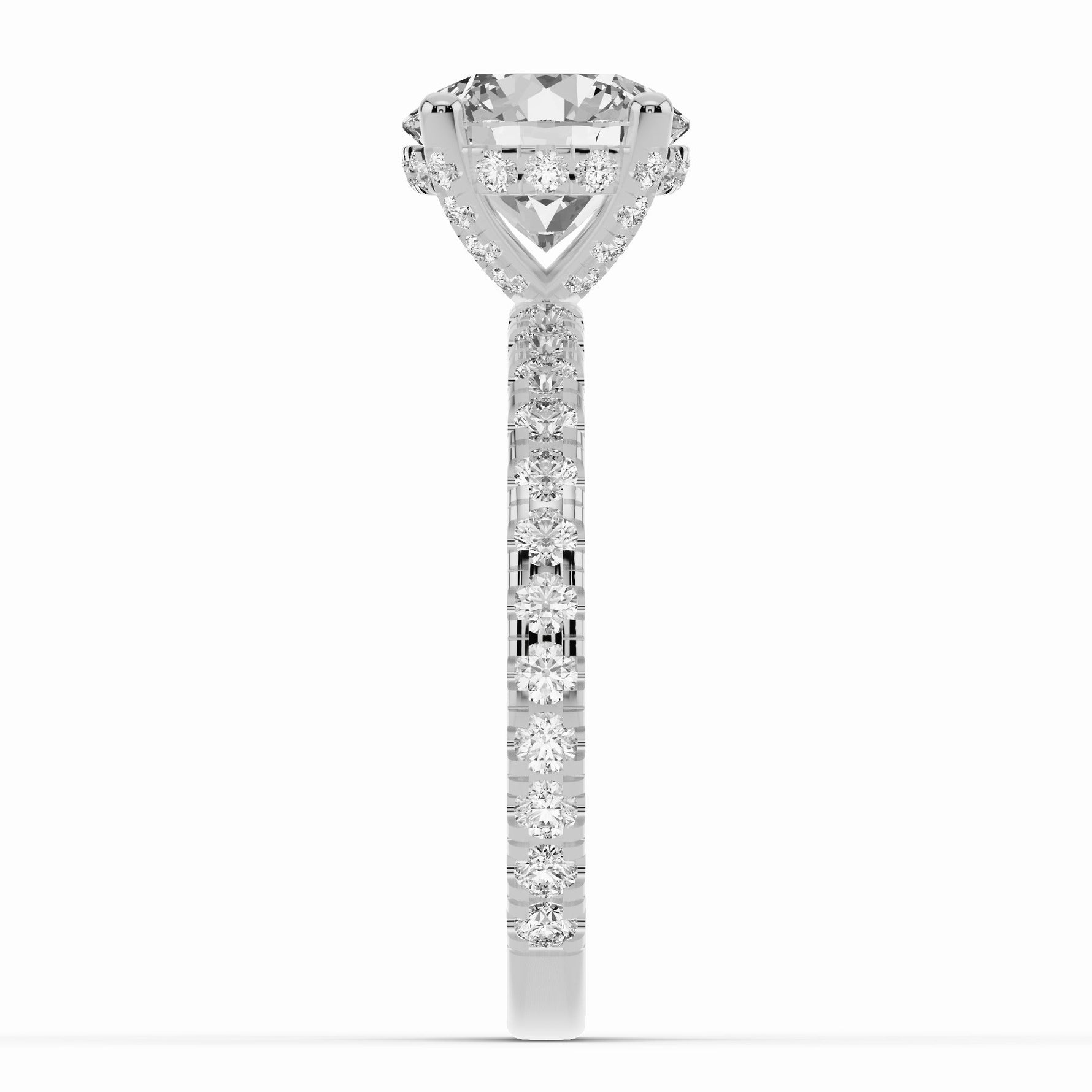 Round Coronet Diamond Crown Engagement Ring Ring ABER-105-RD-LGD-6  - Abtin & Co.