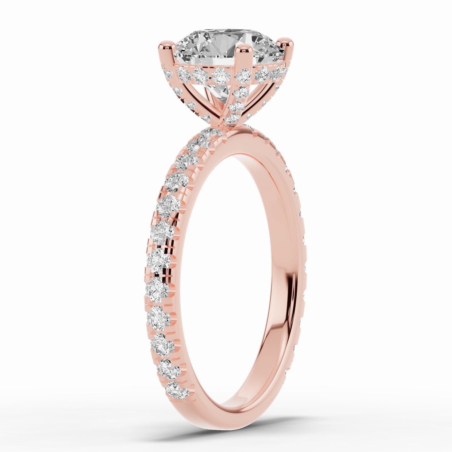 Round Coronet Diamond Crown Engagement Ring Ring ABER-105-RD-LGD-11  - Abtin & Co.