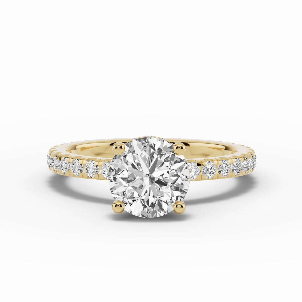 Round Coronet Diamond Crown Engagement Ring Ring ABER-105-RD-LGD-1  - Abtin & Co.