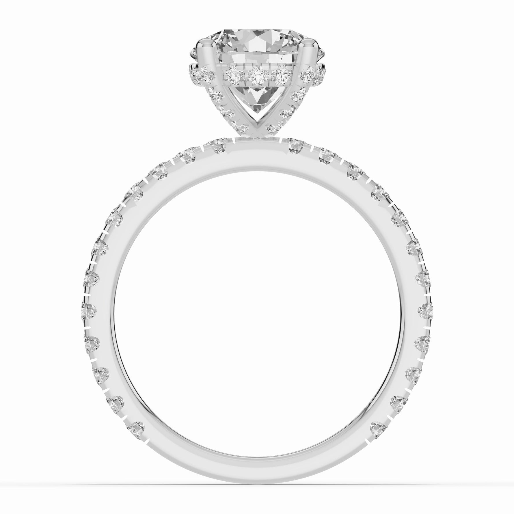 Round Coronet Diamond Crown Engagement Ring Ring ABER-105-RD-LGD-6  - Abtin & Co.
