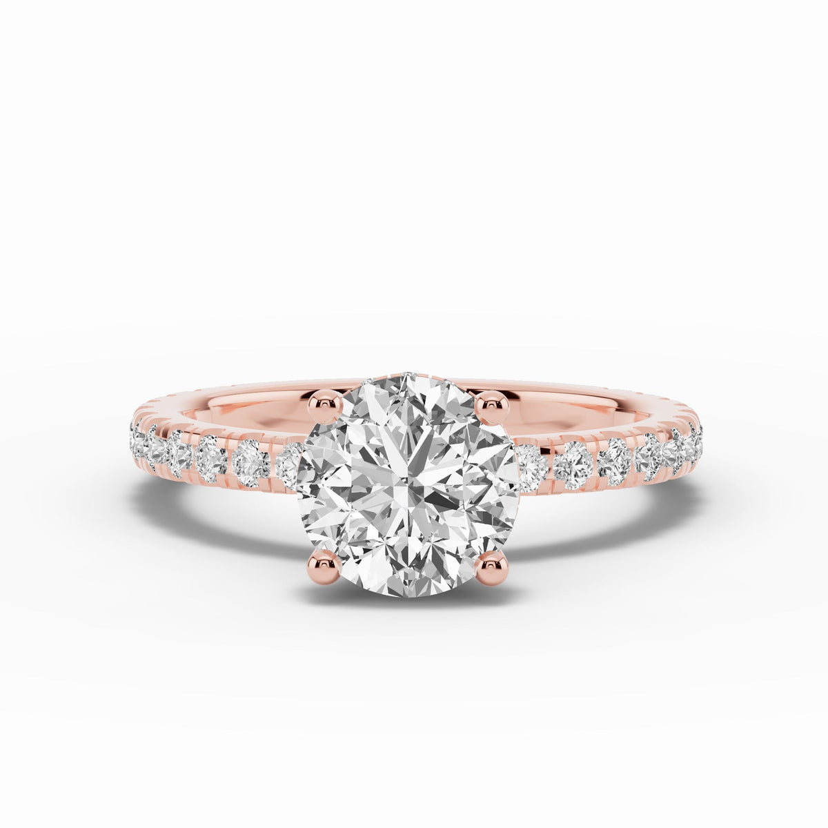 Round Coronet Diamond Crown Engagement Ring Ring ABER-105-RD-LGD-11  - Abtin & Co.