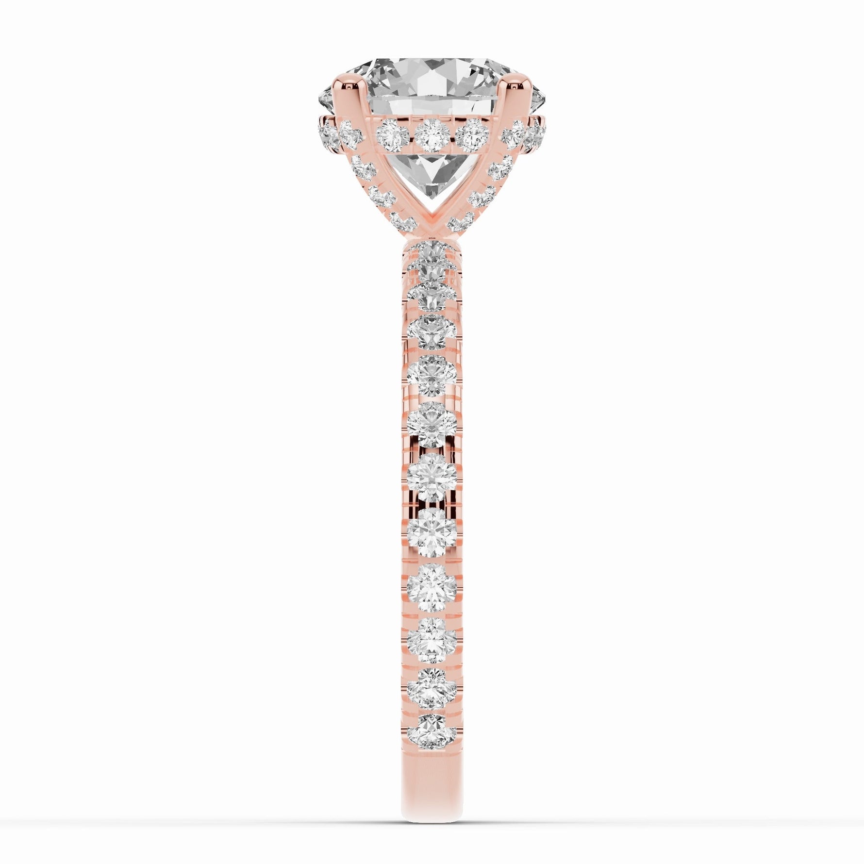 Round Coronet Diamond Crown Engagement Ring Ring ABER-105-RD-LGD-11  - Abtin & Co.