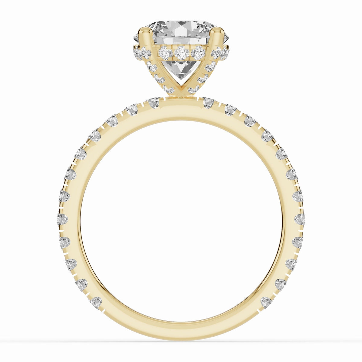 Round Coronet Diamond Crown Engagement Ring Ring ABER-105-RD-LGD-1  - Abtin & Co.