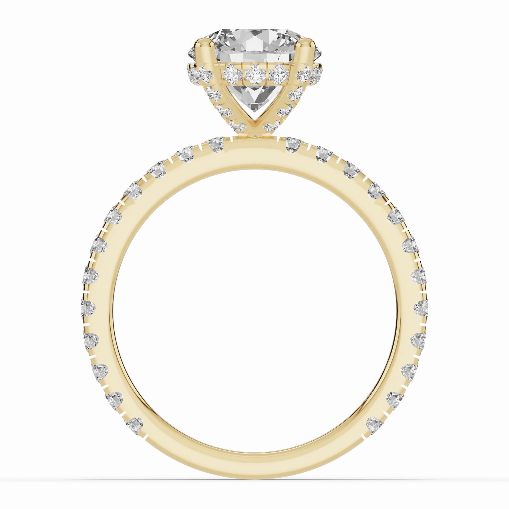 Round Coronet Diamond Crown Engagement Ring Ring ABER-105-RD-LGD-1  - Abtin & Co.