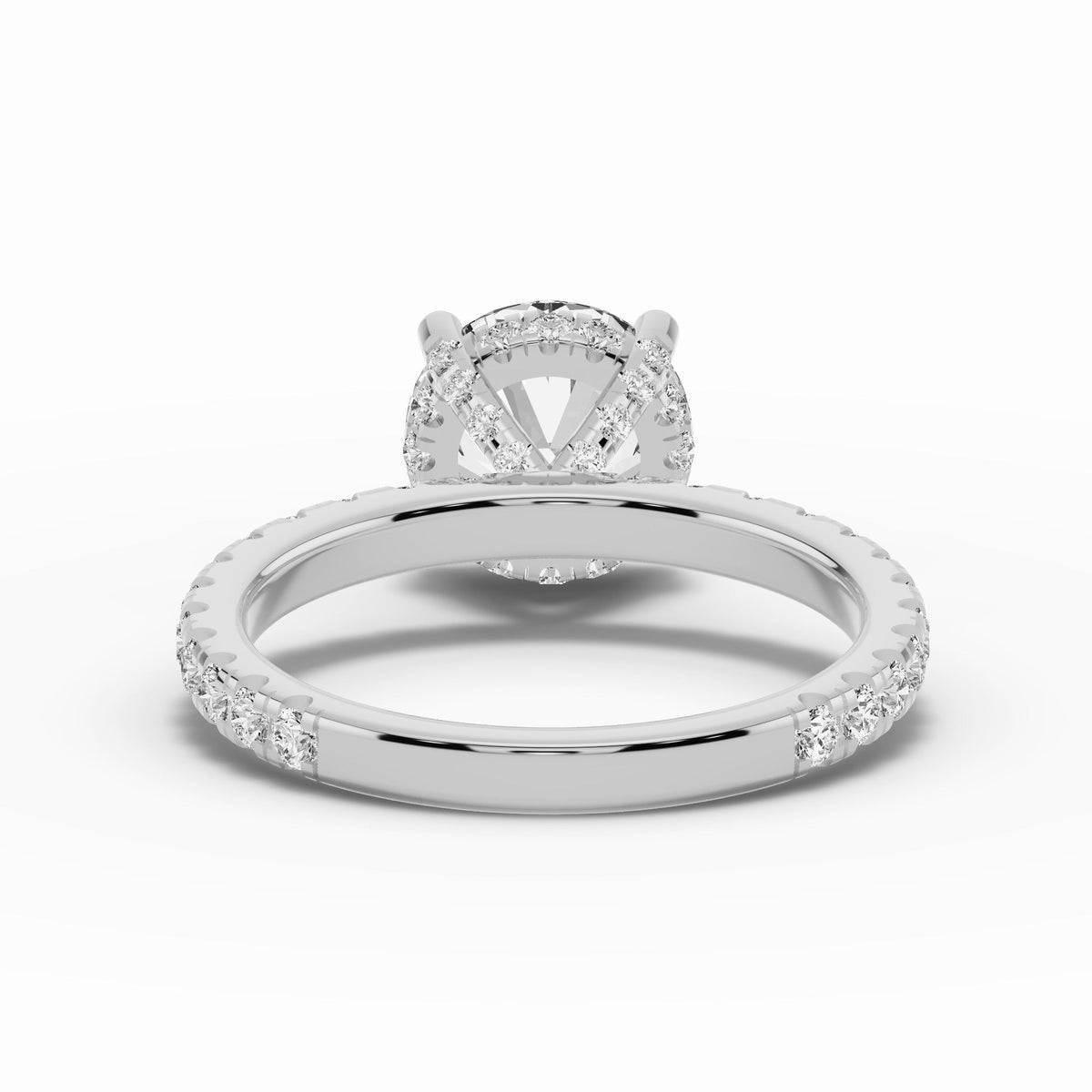 Round Coronet Diamond Crown Engagement Ring Ring ABER-105-RD-LGD-6  - Abtin & Co.