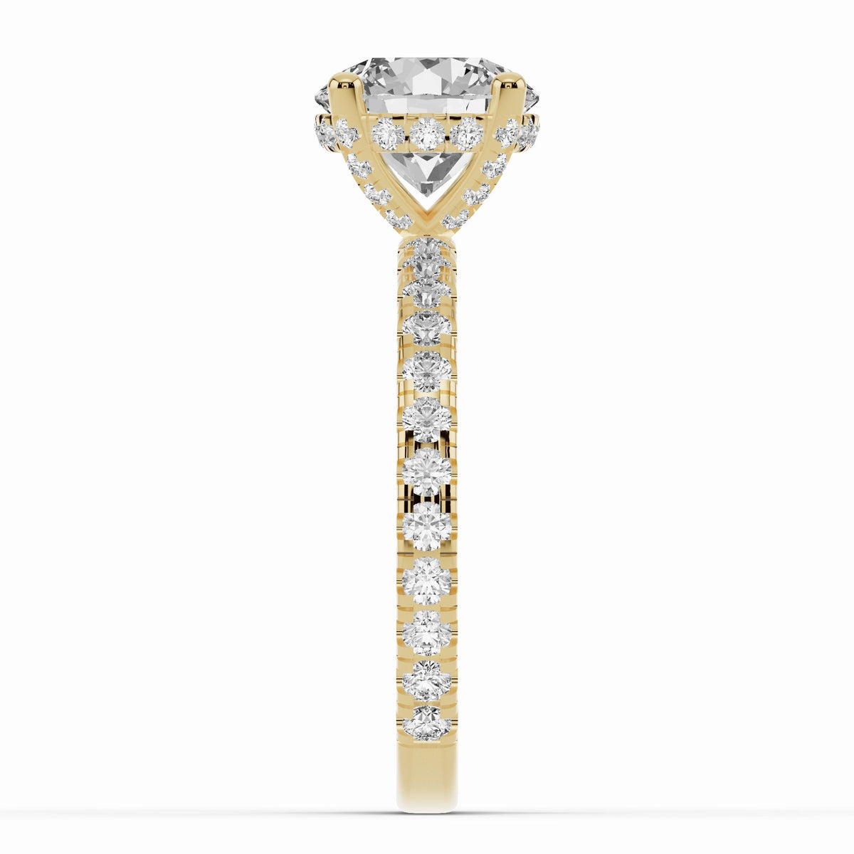 Round Coronet Diamond Crown Engagement Ring Ring ABER-105-RD-LGD-1  - Abtin & Co.