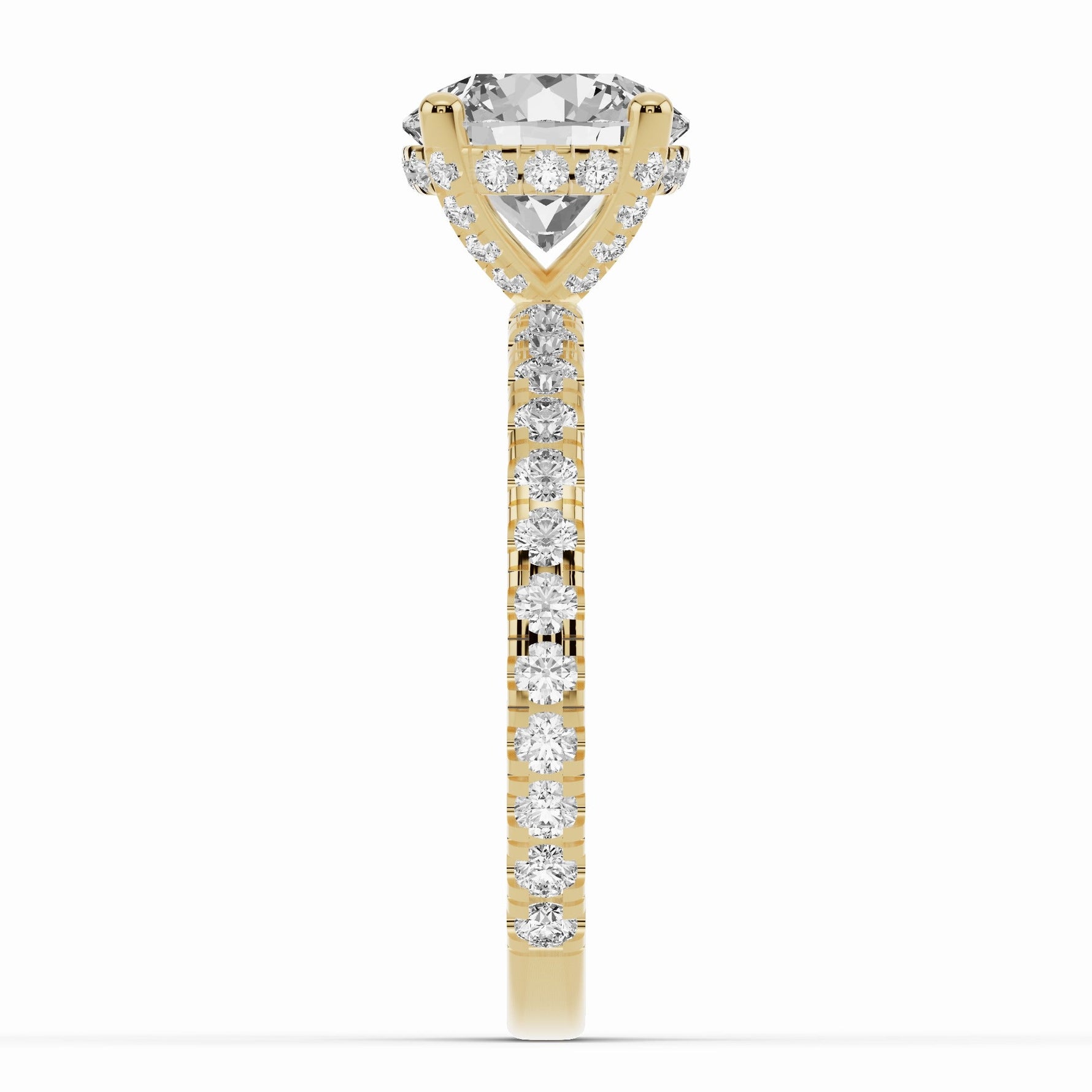 Round Coronet Diamond Crown Engagement Ring Ring ABER-105-RD-LGD-1  - Abtin & Co.