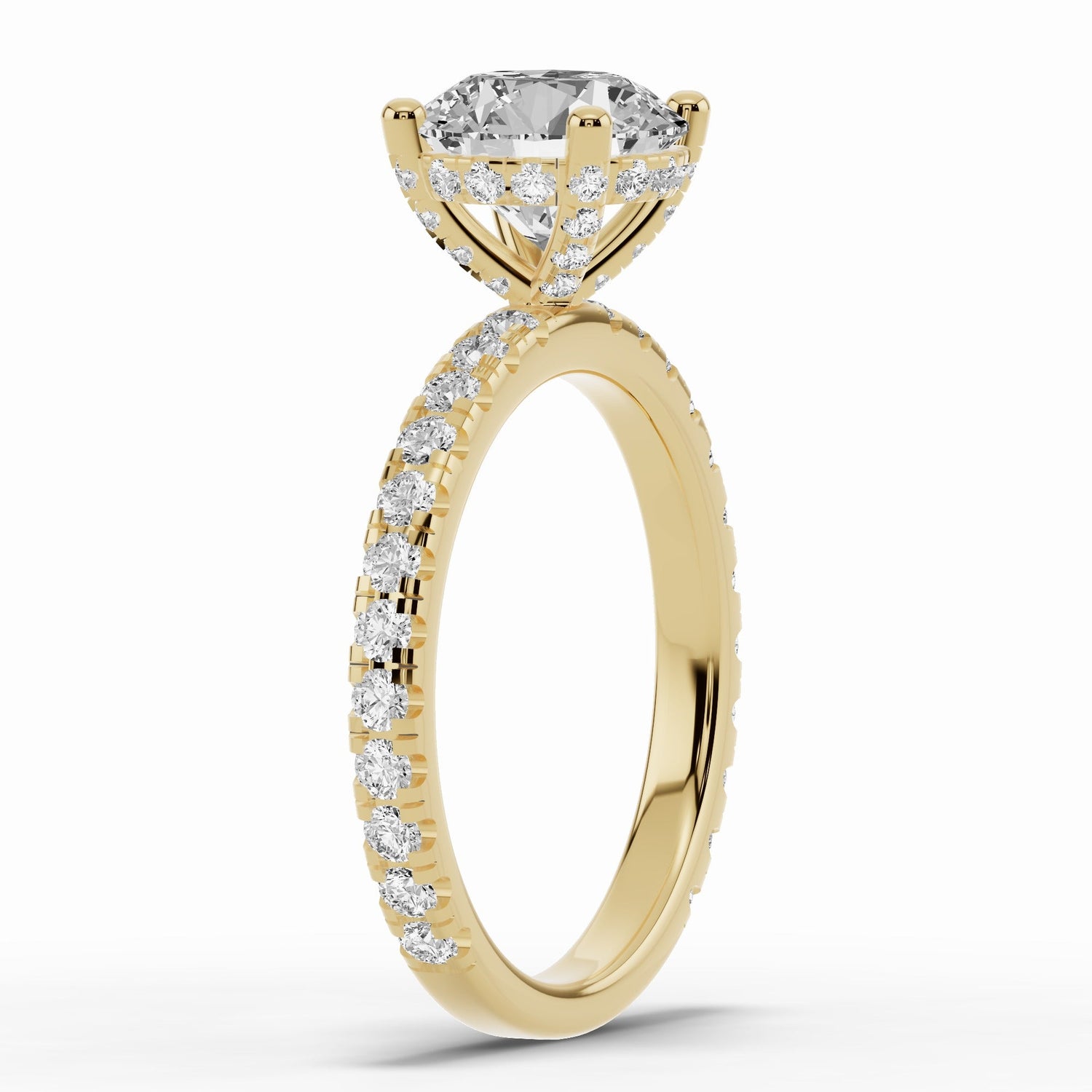 Round Coronet Diamond Crown Engagement Ring Ring ABER-105-RD-LGD-1  - Abtin & Co.