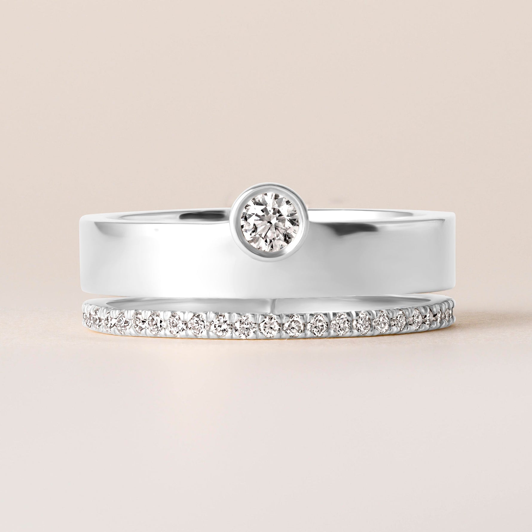 Round Élevé Band Ring ABB-713.1-V2-RD-D-3  - Abtin & Co.