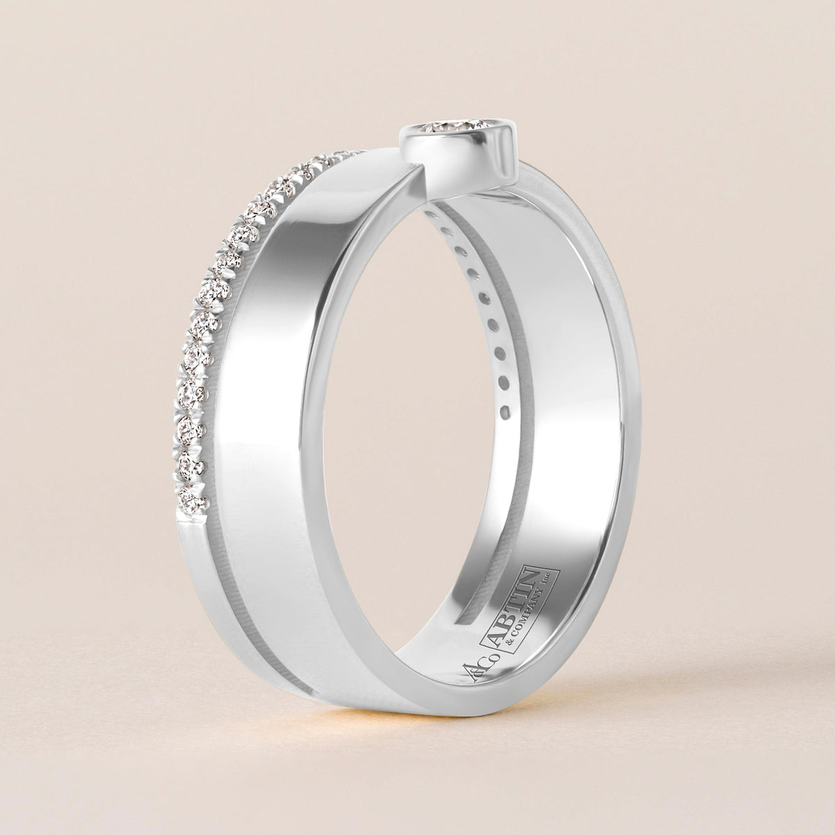 Round Élevé Band Ring ABB-713.1-V2-RD-D-3  - Abtin & Co.