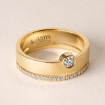 Round Élevé Band Ring ABB-713.1-V2-RD-D-1  - Abtin & Co.