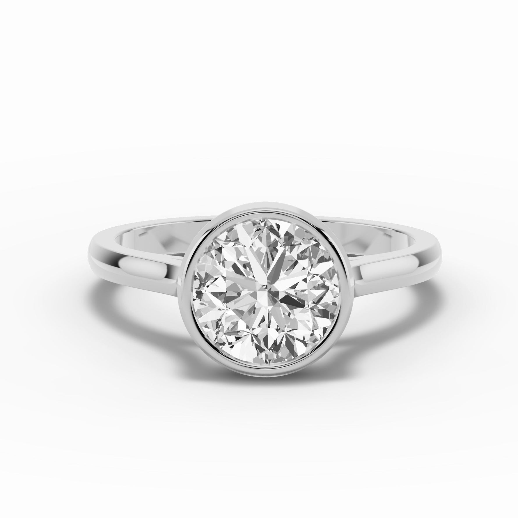 Round Lumière Bezel Solitaire Ring ABER-104-RD-LGD-6  - Abtin & Co.