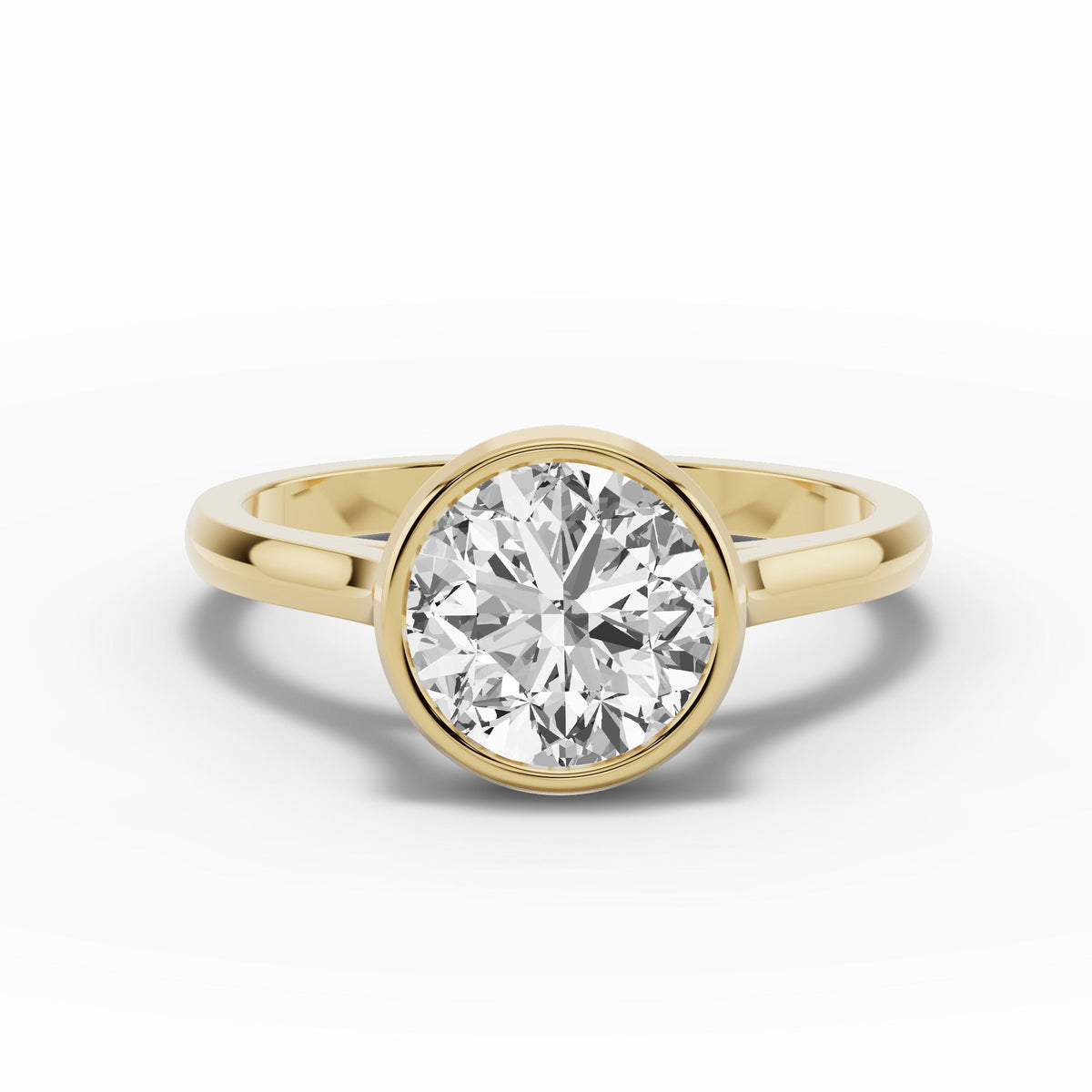 Round Lumière Bezel Solitaire Ring ABER-104-RD-LGD-1  - Abtin & Co.