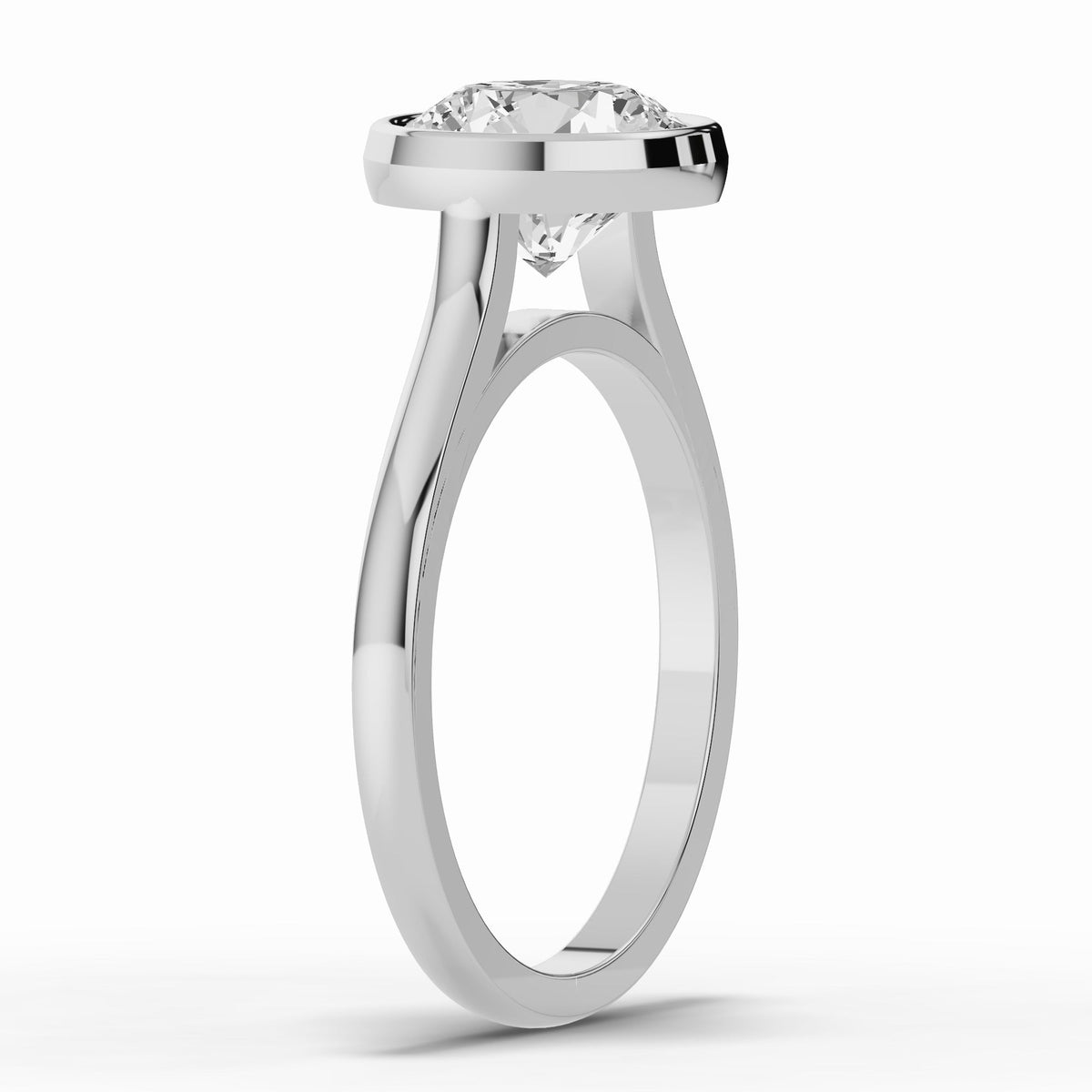 Round Lumière Bezel Solitaire Ring ABER-104-RD-LGD-6  - Abtin & Co.
