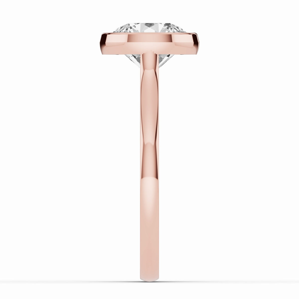 Round Lumière Bezel Solitaire Ring ABER-104-RD-LGD-11  - Abtin & Co.