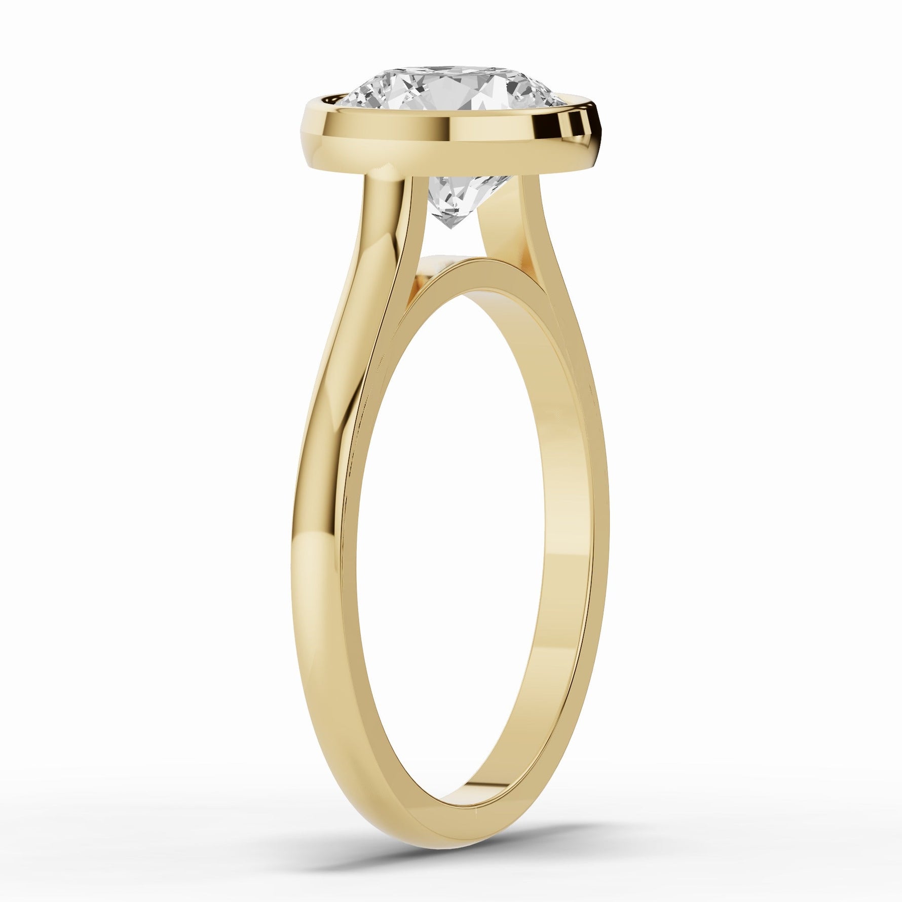 Round Lumière Bezel Solitaire Ring ABER-104-RD-LGD-1  - Abtin & Co.
