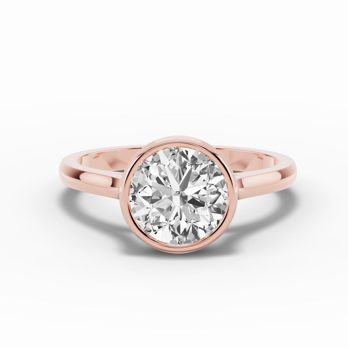 Round Lumière Bezel Solitaire Ring ABER-104-RD-LGD-11  - Abtin & Co.