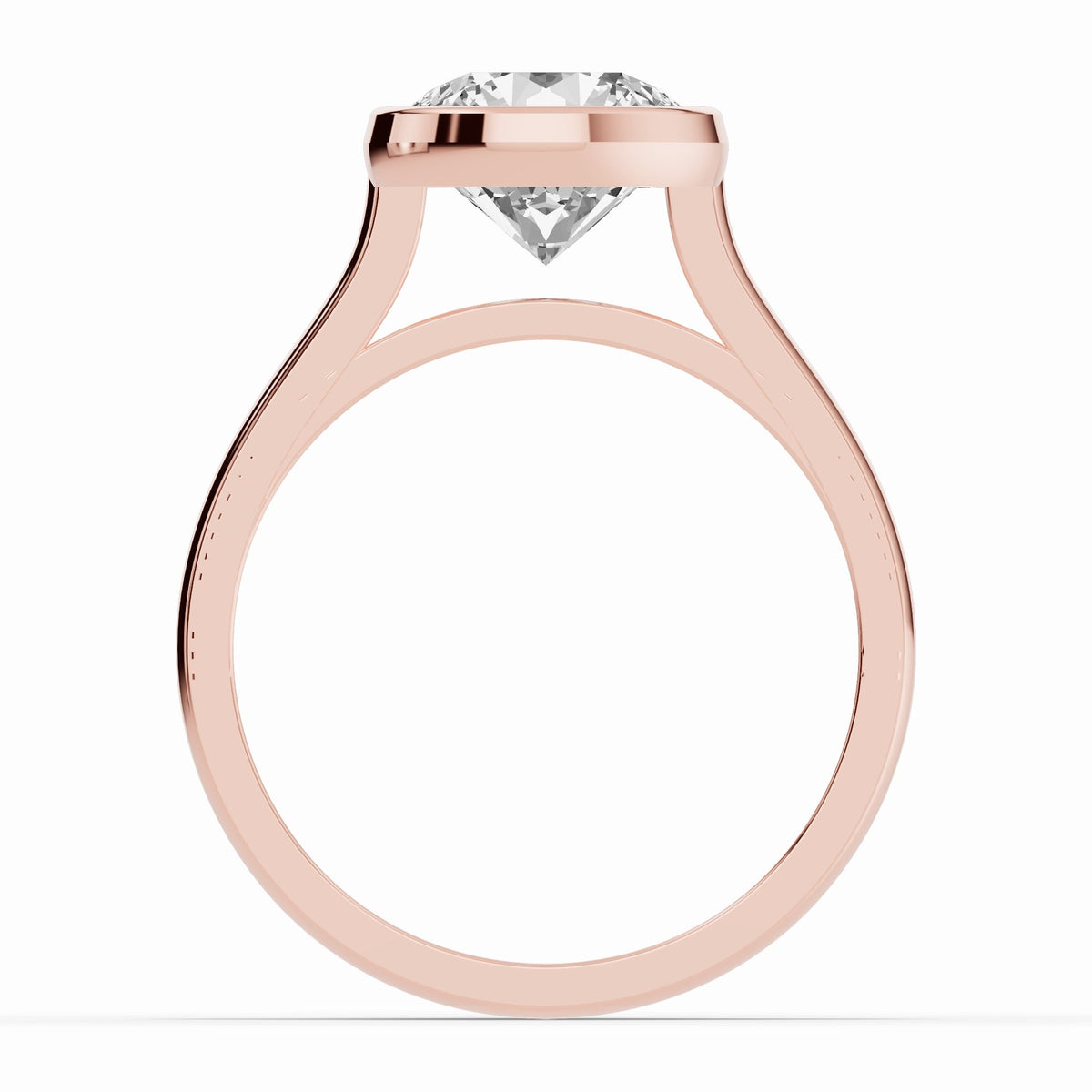 Round Lumière Bezel Solitaire Ring ABER-104-RD-LGD-11  - Abtin & Co.