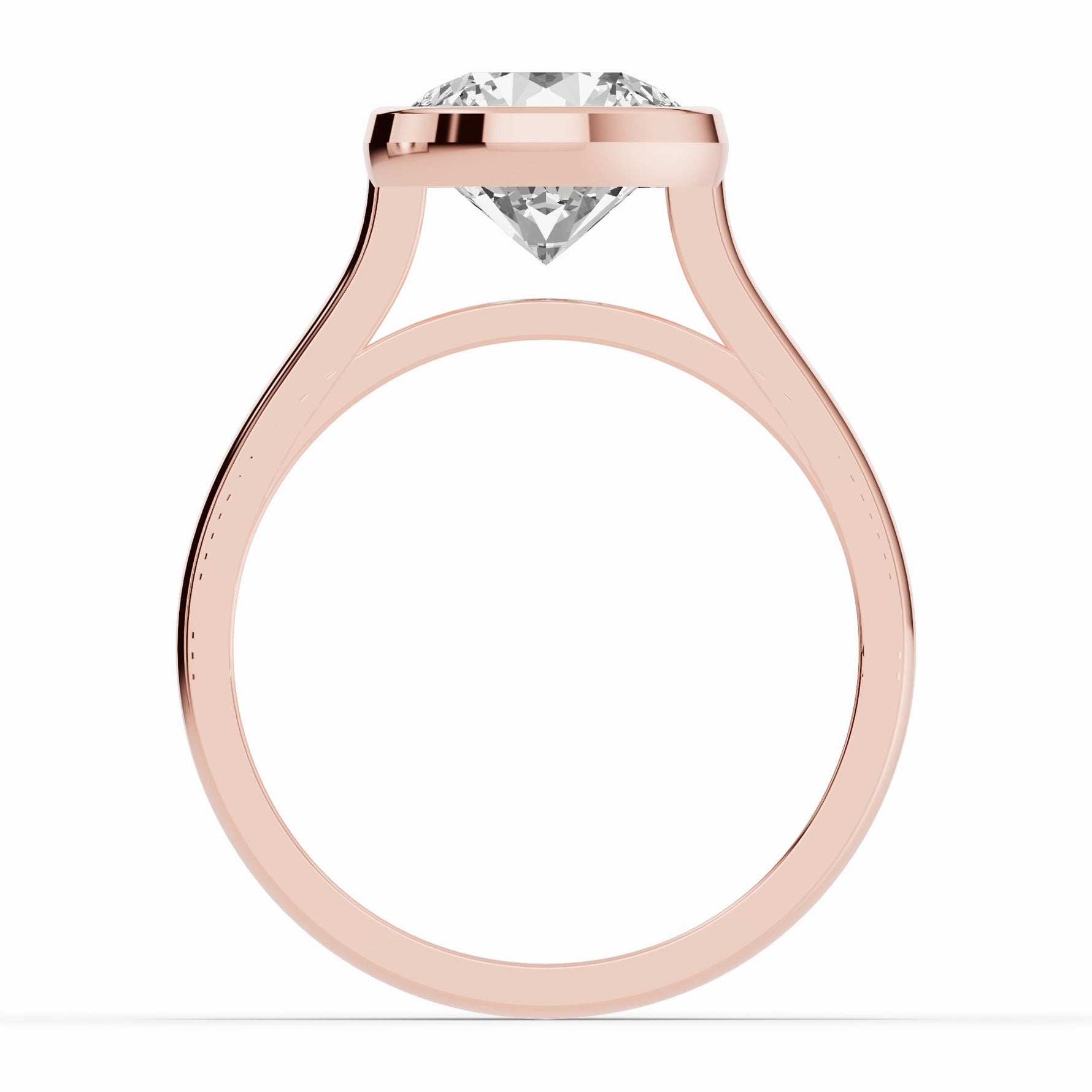 Round Lumière Bezel Solitaire Ring ABER-104-RD-LGD-11  - Abtin & Co.