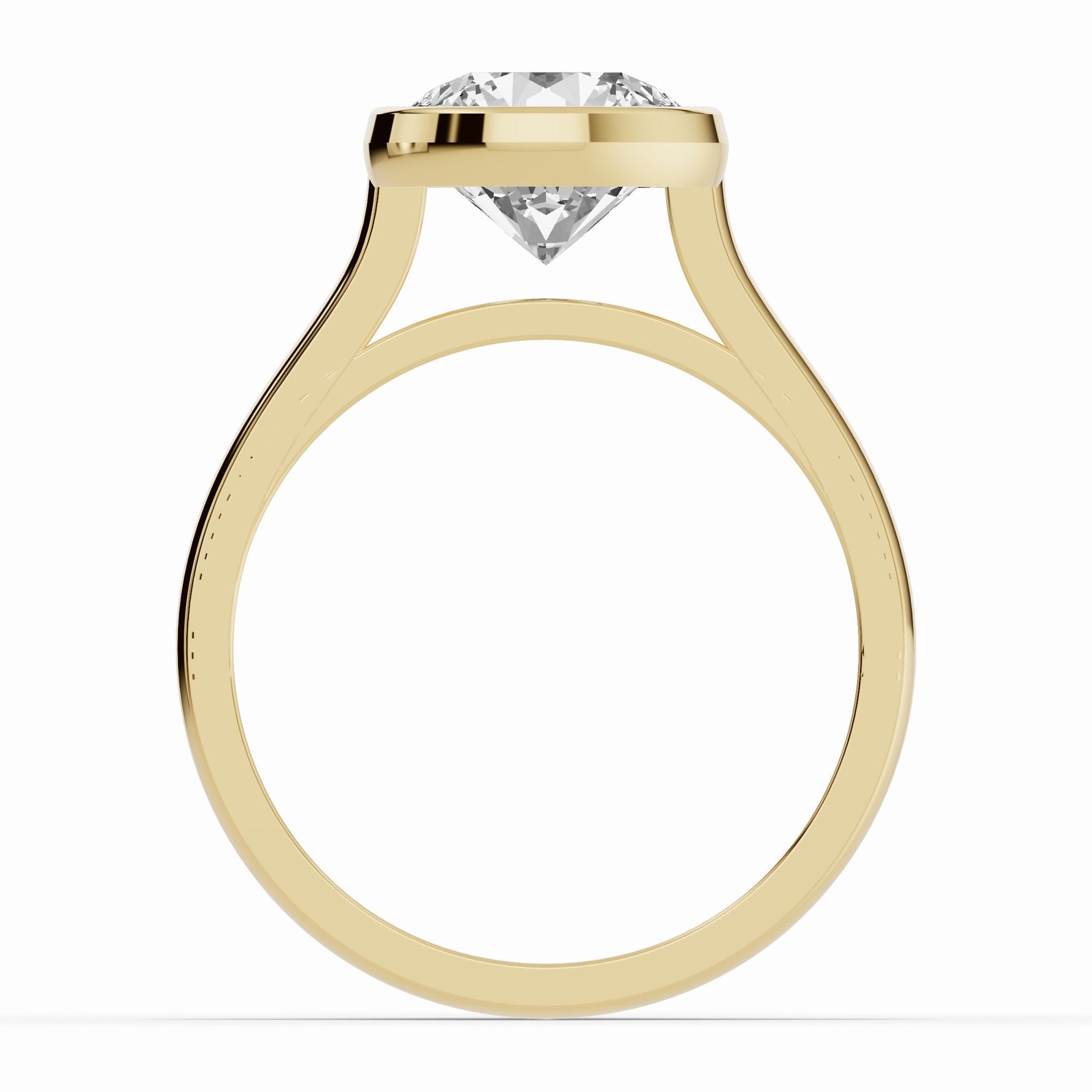 Round Lumière Bezel Solitaire Ring ABER-104-RD-LGD-1  - Abtin & Co.