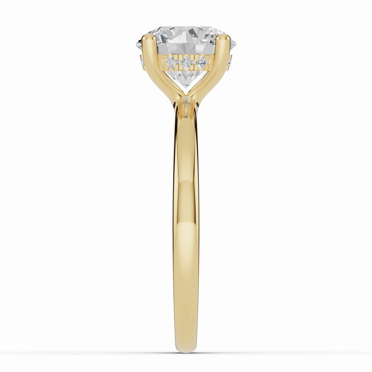 Round Lustre Hidden Halo Solitaire Ring ABER-101-RD-LGD-1  - Abtin & Co.
