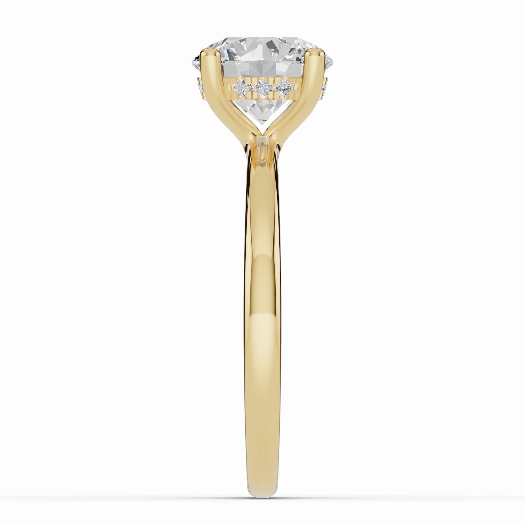 Round Lustre Hidden Halo Solitaire Ring ABER-101-RD-LGD-1  - Abtin & Co.