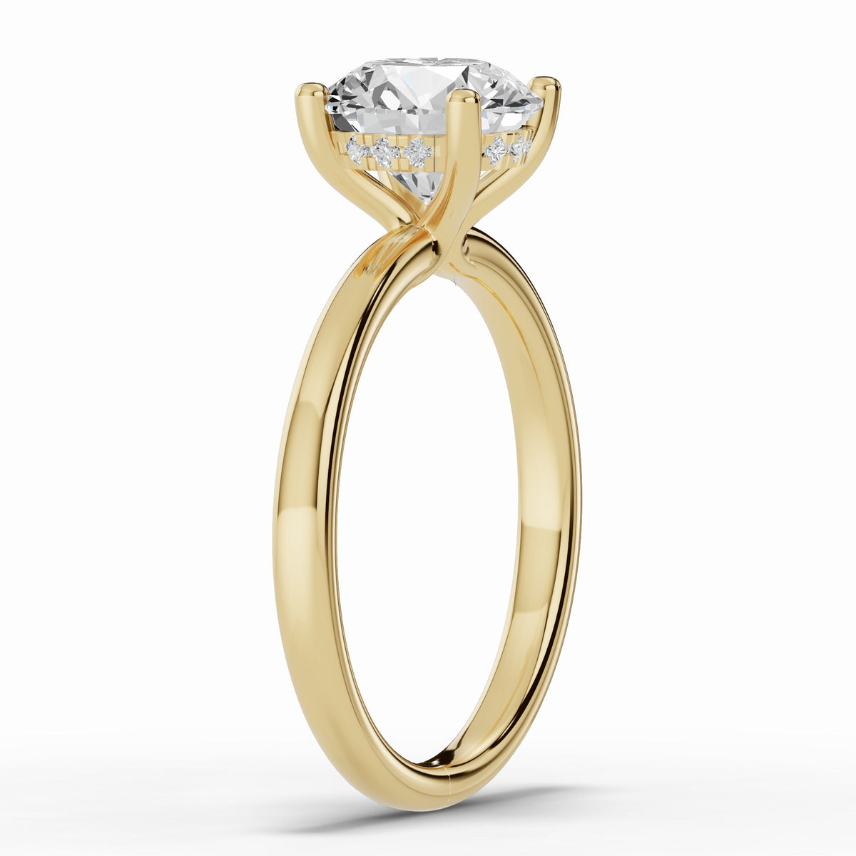 Round Lustre Hidden Halo Solitaire Ring ABER-101-RD-LGD-1  - Abtin & Co.