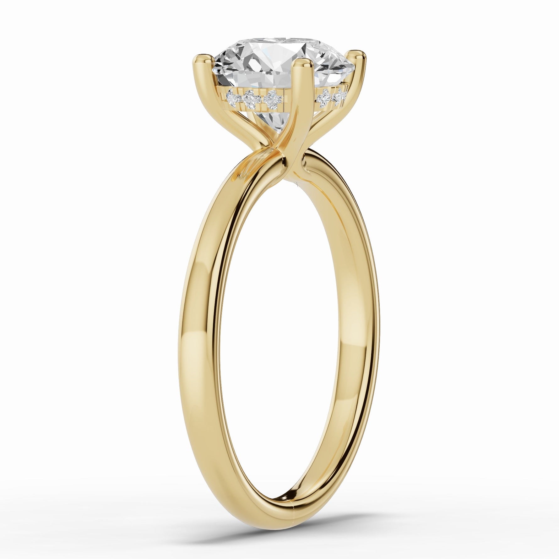 Round Lustre Hidden Halo Solitaire Ring ABER-101-RD-LGD-1  - Abtin & Co.