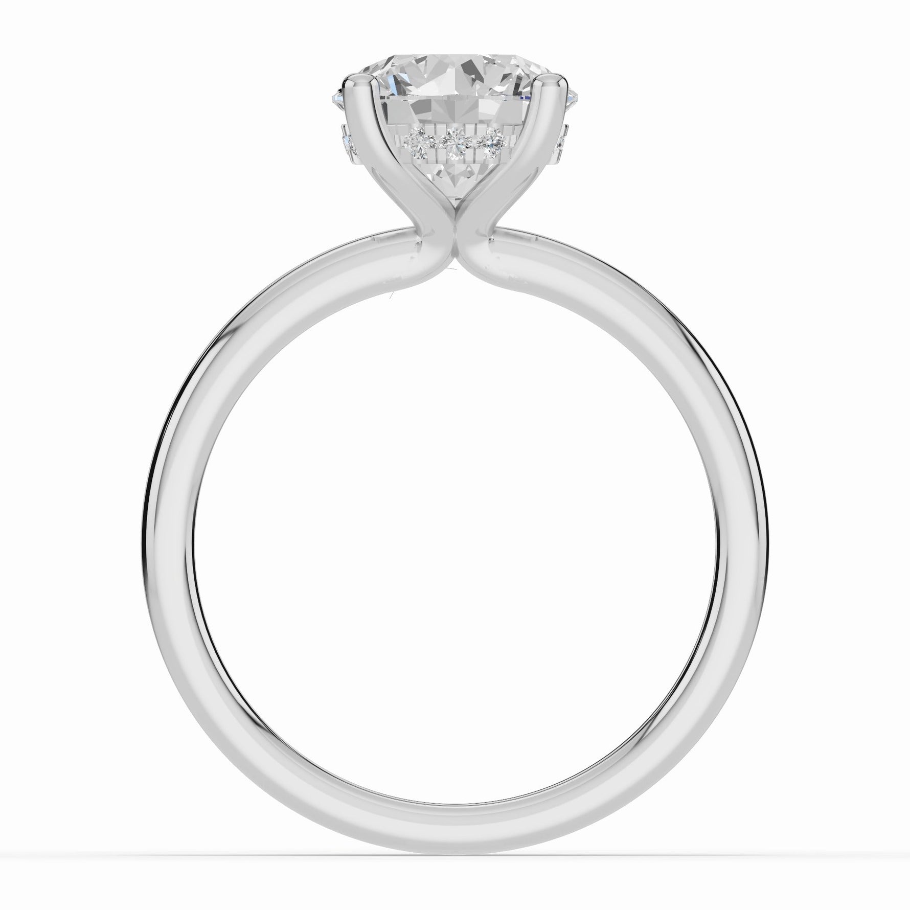 Round Lustre Hidden Halo Solitaire Ring ABER-101-RD-LGD-6  - Abtin & Co.
