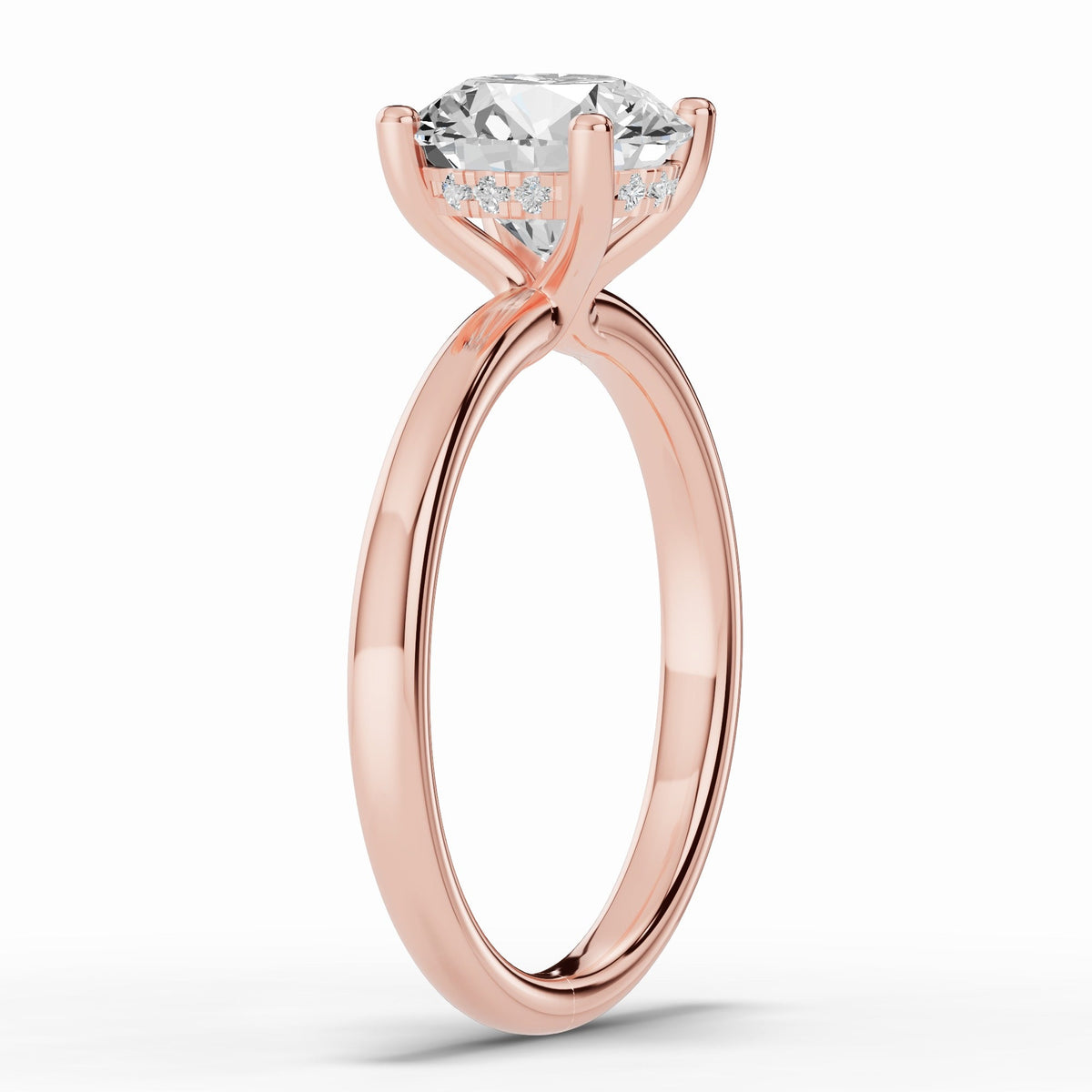 Round Lustre Hidden Halo Solitaire Ring ABER-101-RD-LGD-11  - Abtin & Co.