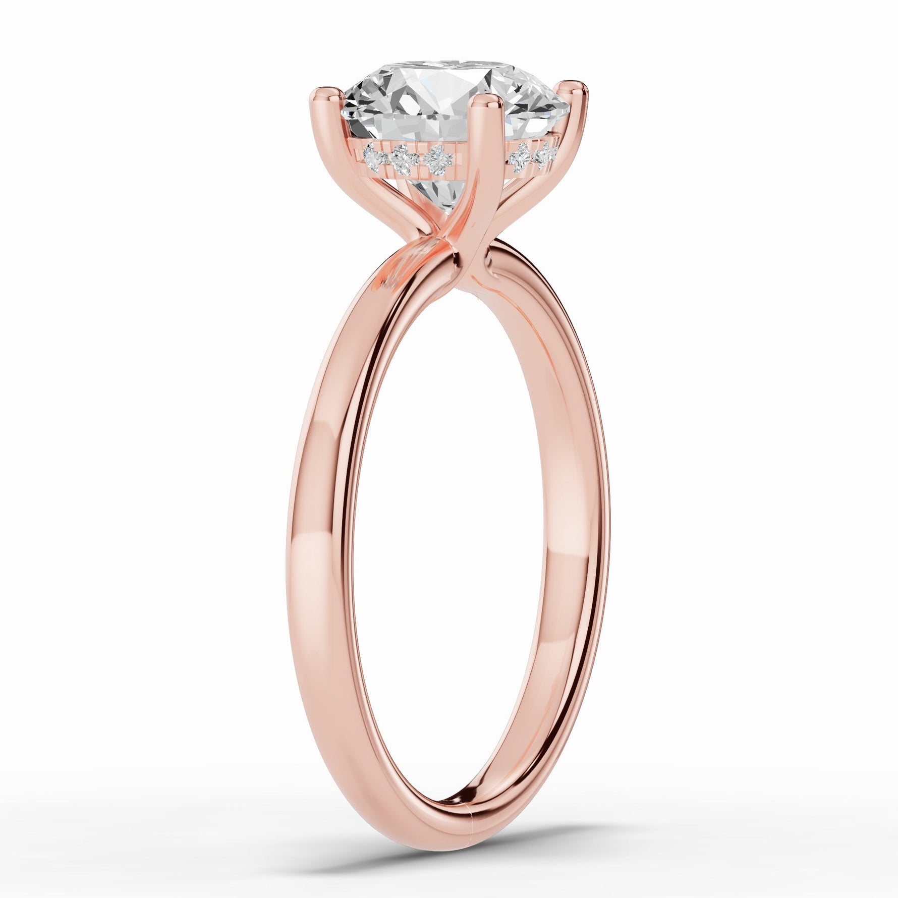 Round Lustre Hidden Halo Solitaire Ring ABER-101-RD-LGD-11  - Abtin & Co.