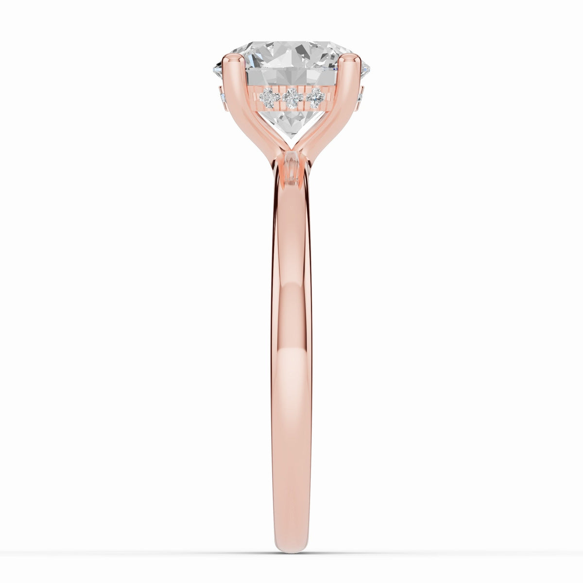 Round Lustre Hidden Halo Solitaire Ring ABER-101-RD-LGD-11  - Abtin & Co.