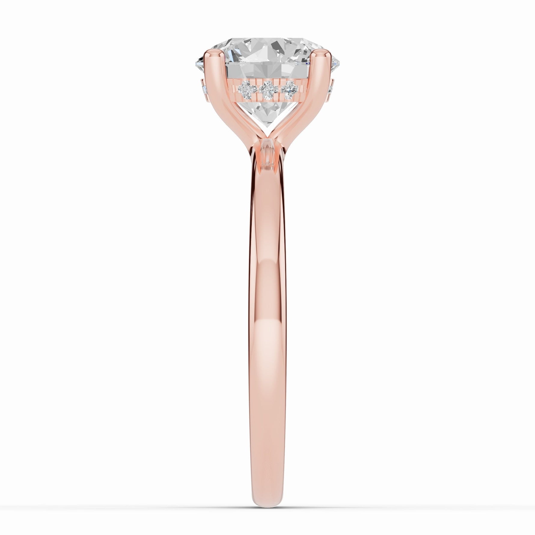 Round Lustre Hidden Halo Solitaire Ring ABER-101-RD-LGD-11  - Abtin & Co.