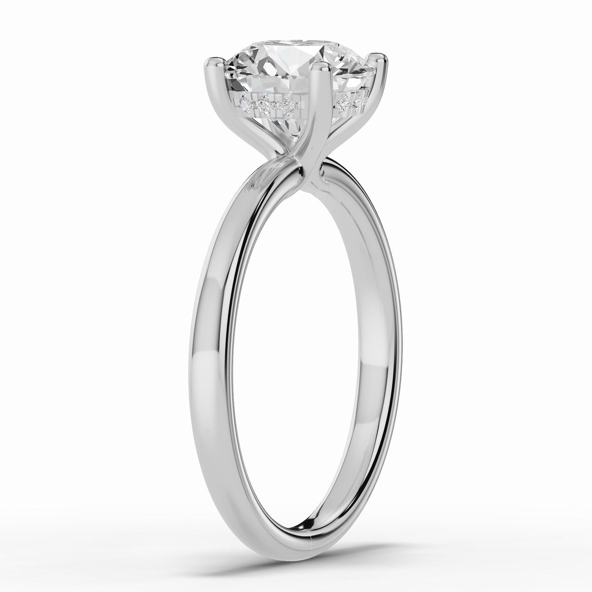 Round Lustre Hidden Halo Solitaire Ring ABER-101-RD-LGD-6  - Abtin & Co.