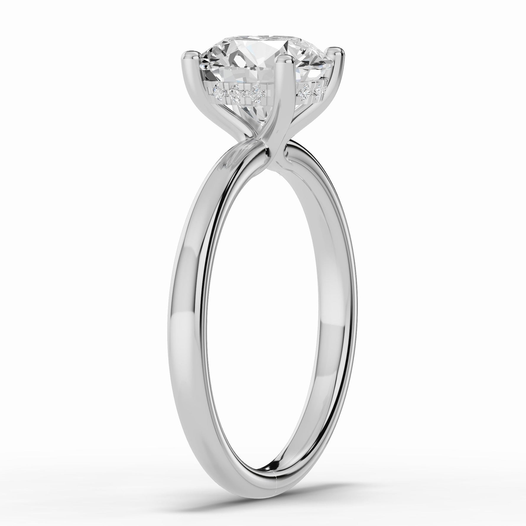 Round Lustre Hidden Halo Solitaire Ring ABER-101-RD-LGD-6  - Abtin & Co.