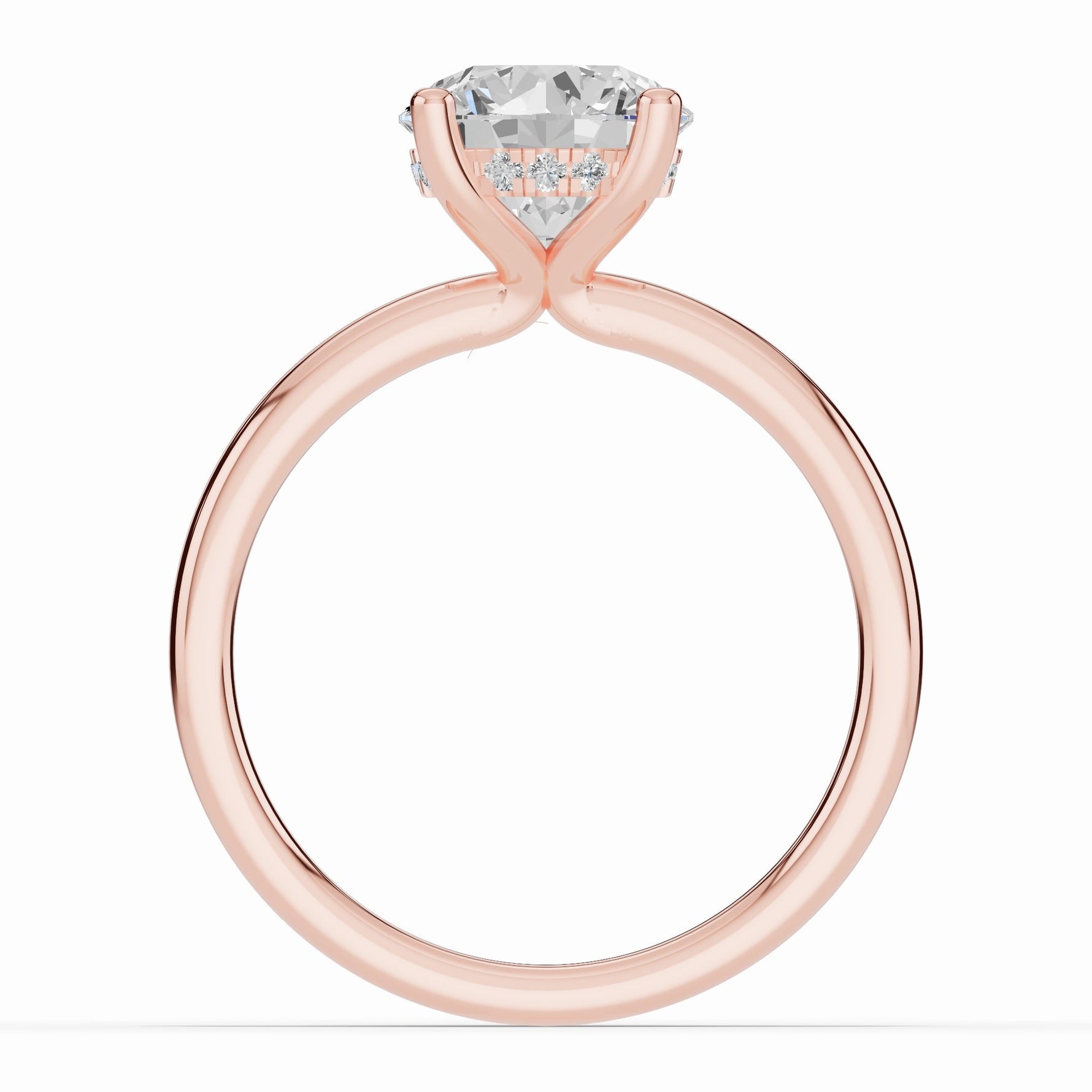 Round Lustre Hidden Halo Solitaire Ring ABER-101-RD-LGD-11  - Abtin & Co.