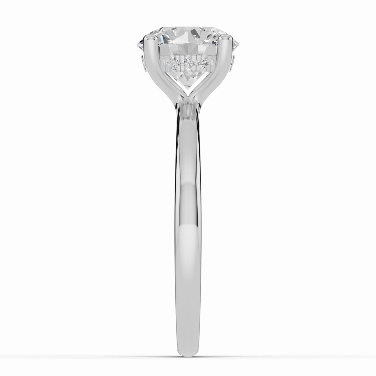 Round Lustre Hidden Halo Solitaire Ring ABER-101-RD-LGD-6  - Abtin & Co.